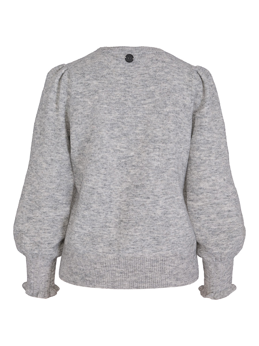 Mohair cable cuff pullover Grey Mel.
