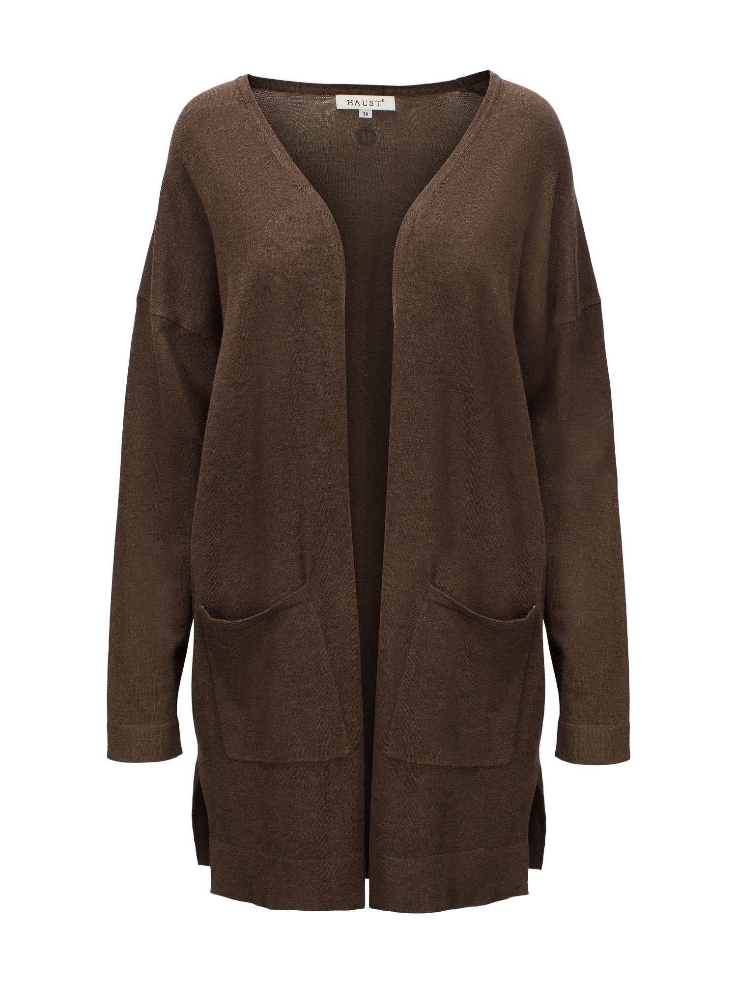 Knitted Long Cardigan Brown Mell