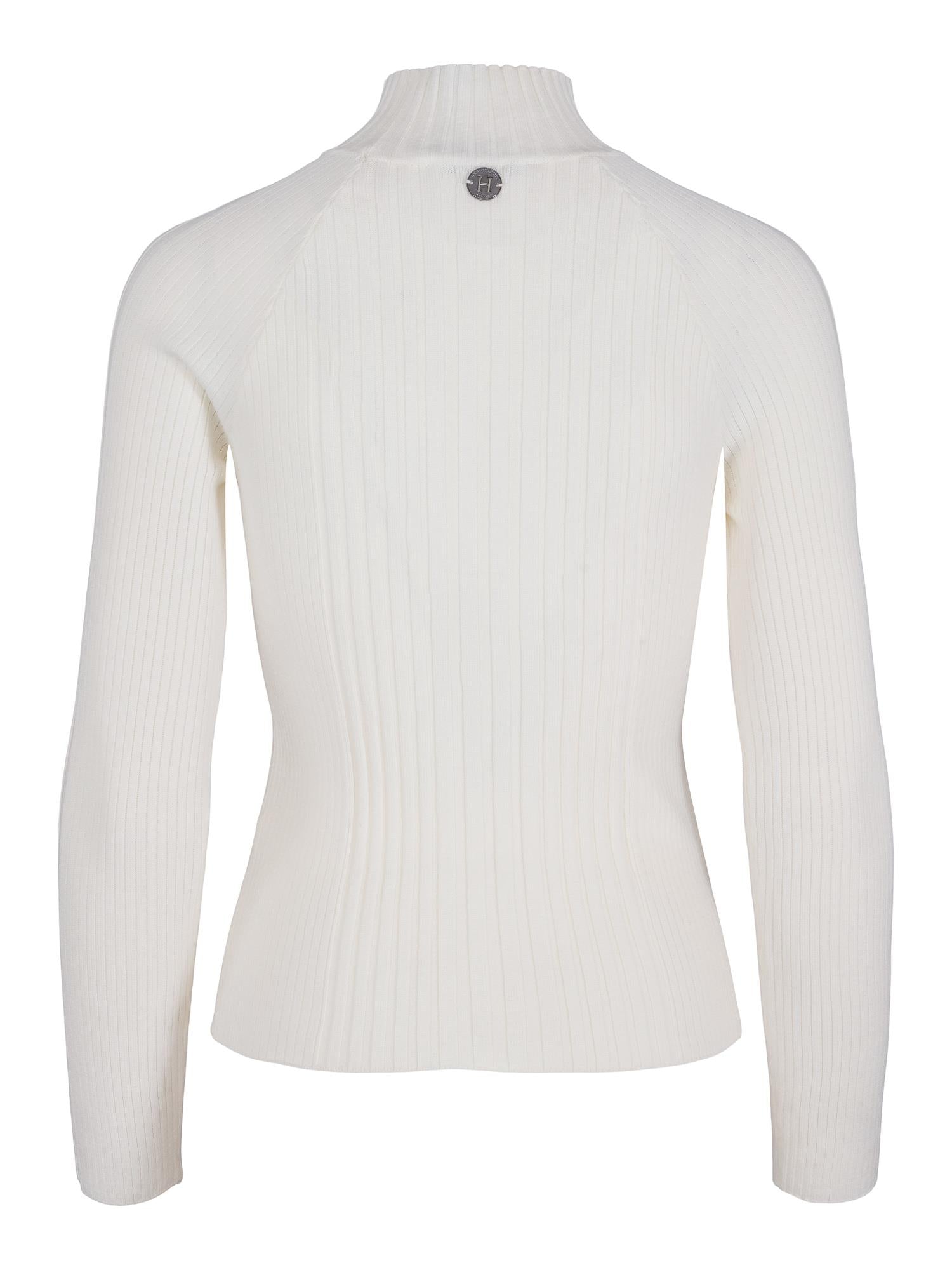 Rib round neck pullover Krem