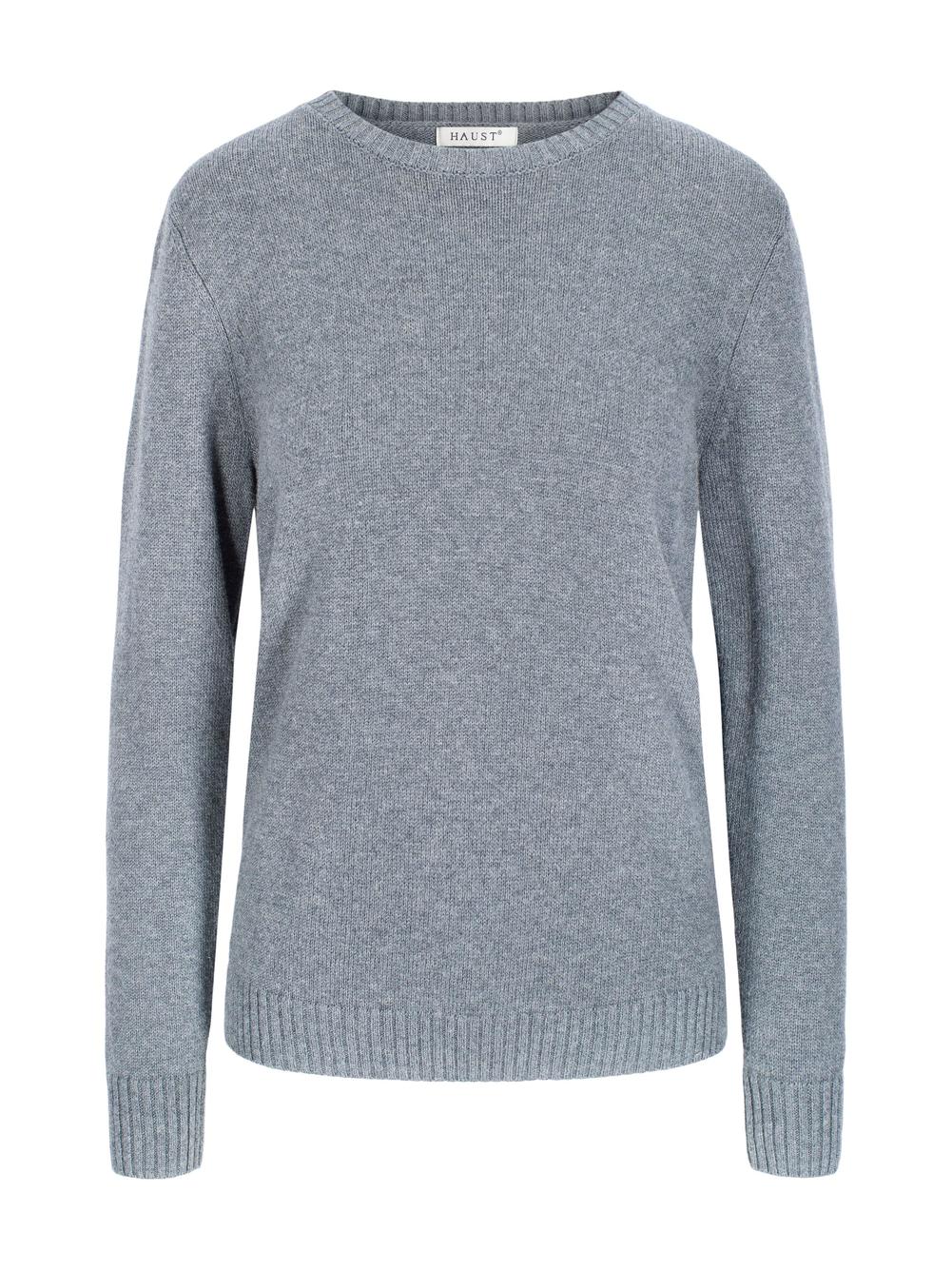 Patch round neck pullover Grey Mel.