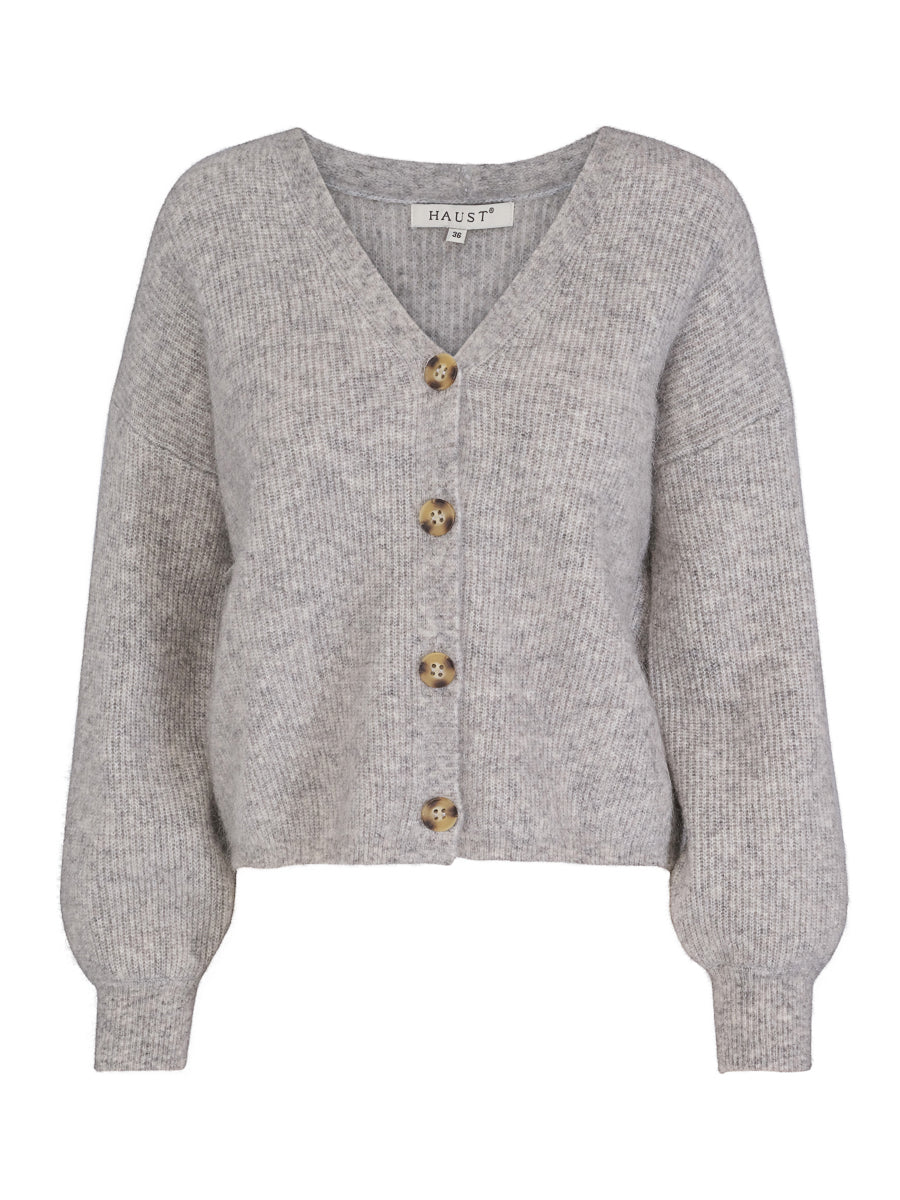 Mohair V-neck luxury cardigan Light Grey Mel