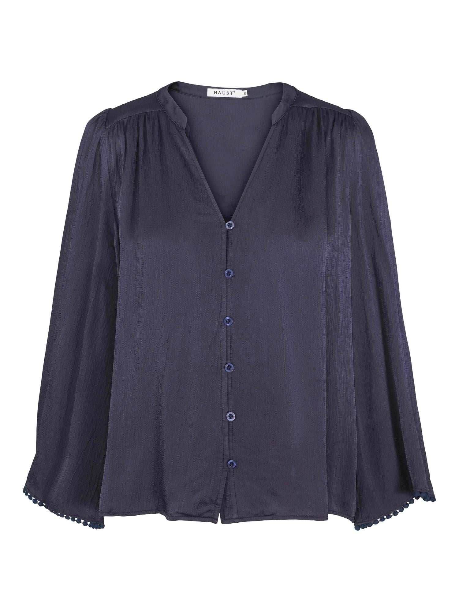 Ribbon visc blouse Marineblå