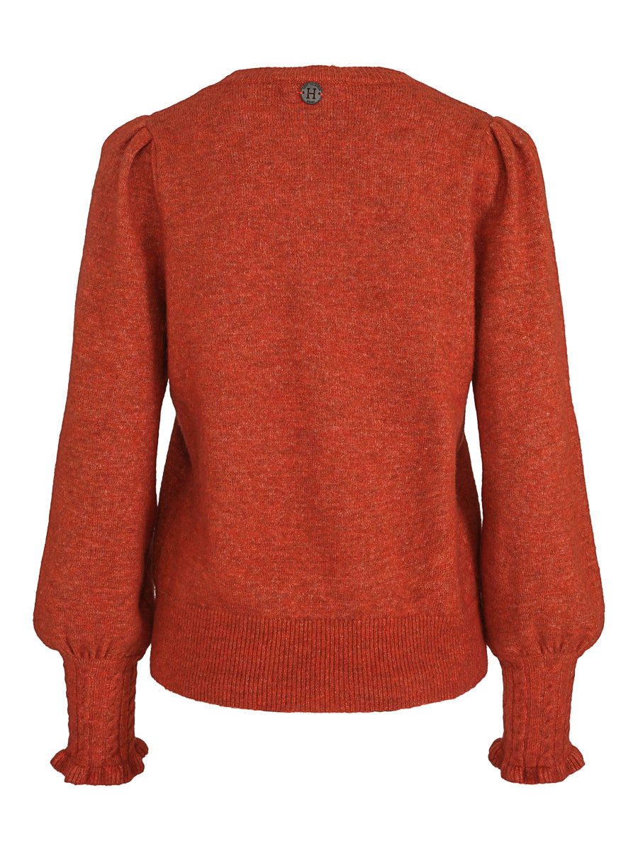 Mohair cable cuff pullover Rust