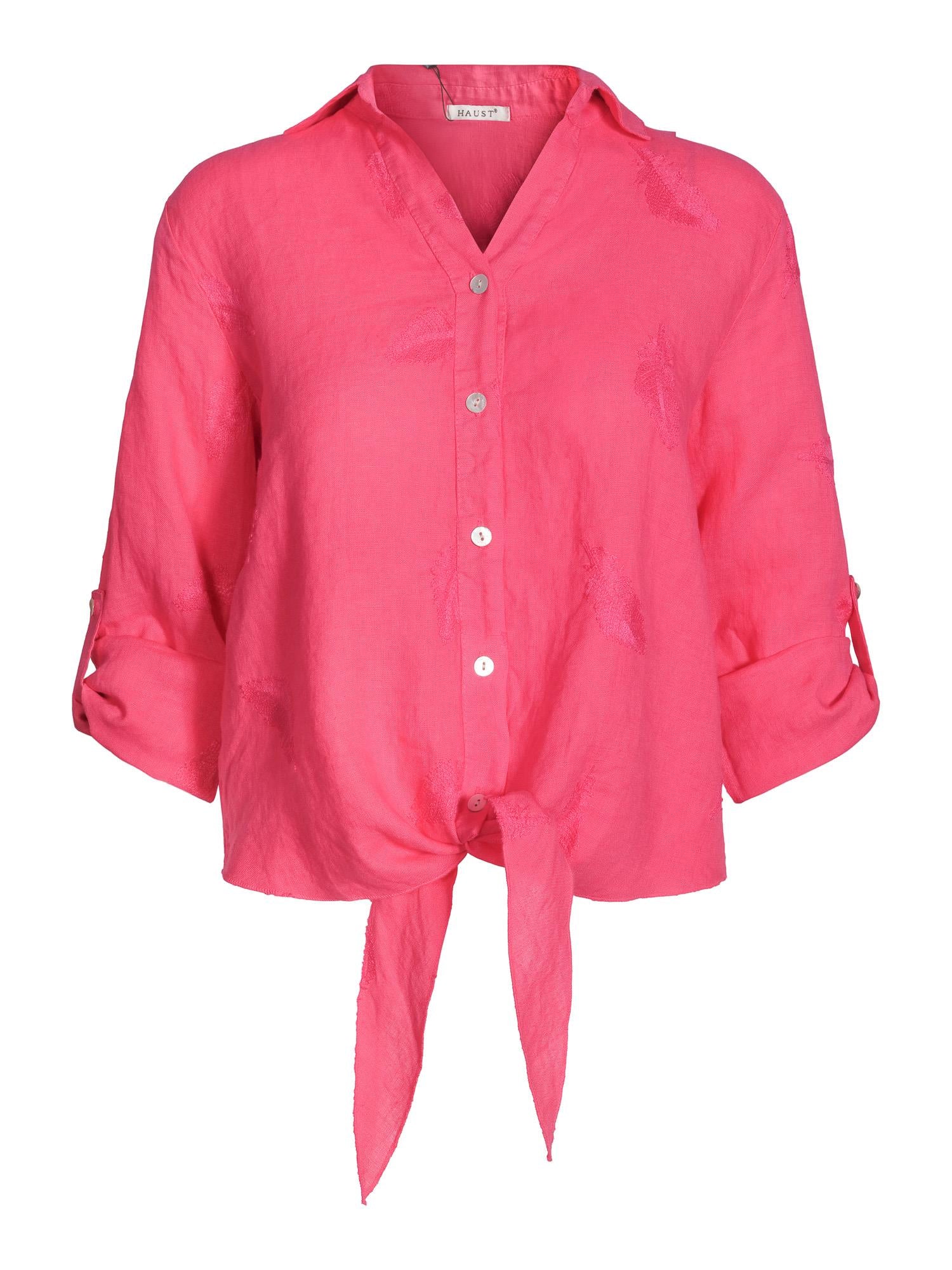 Tie feather embr shirt Rosa
