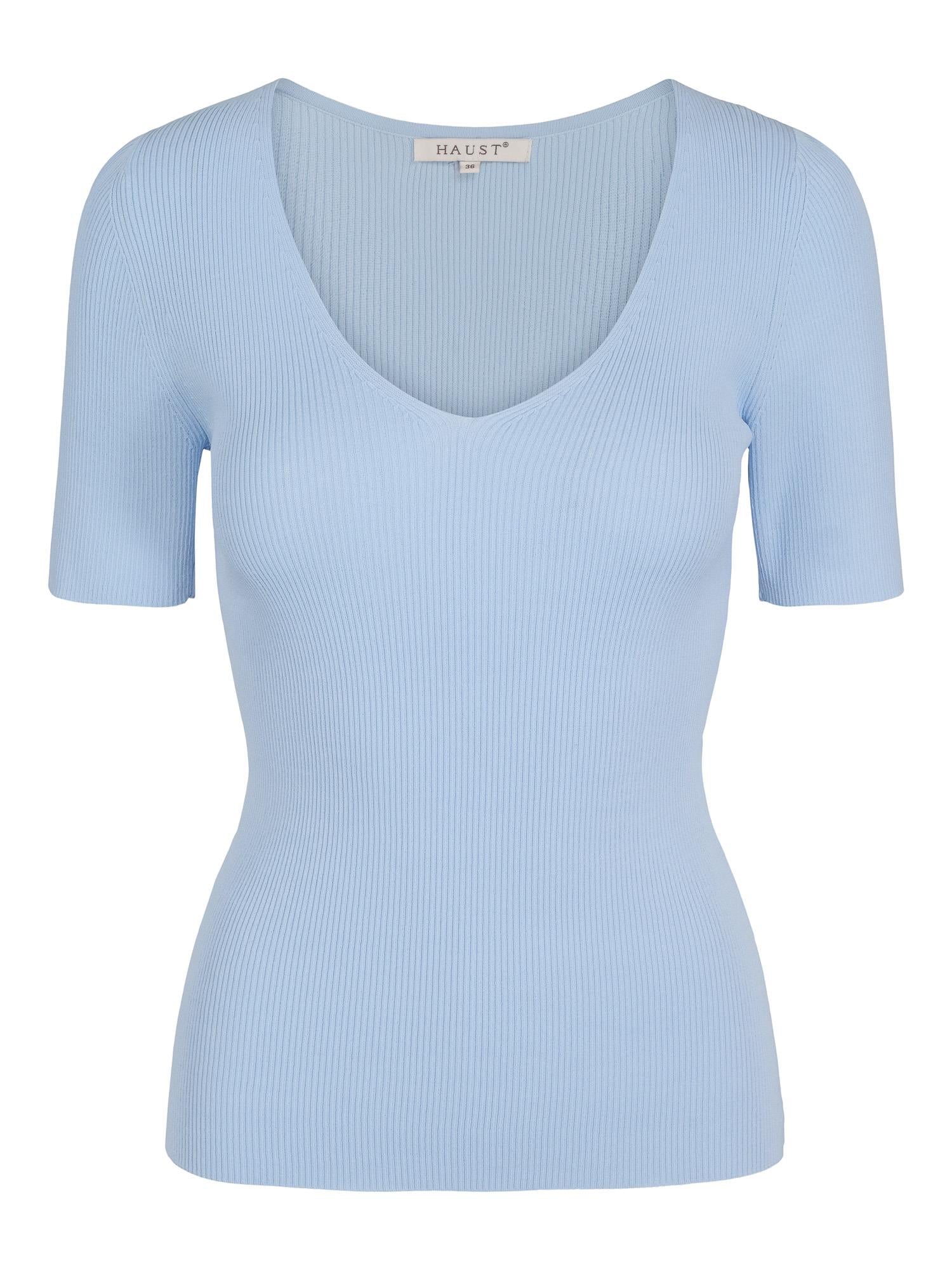 Ribbed short sleeve top Lyseblå