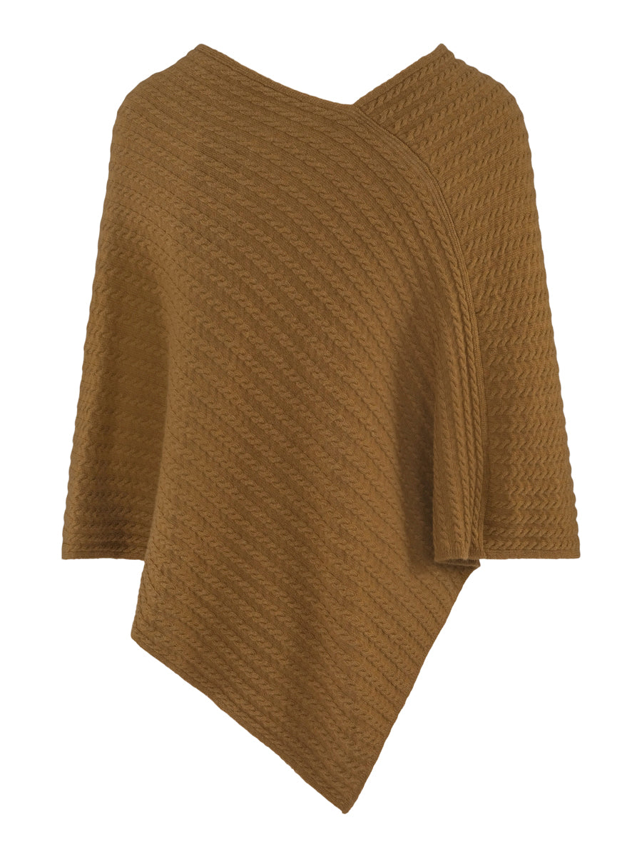 Cashmere cable poncho Spice