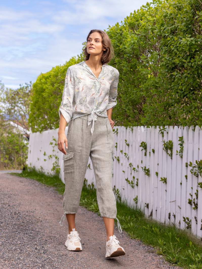 Cargo linen trouser Green