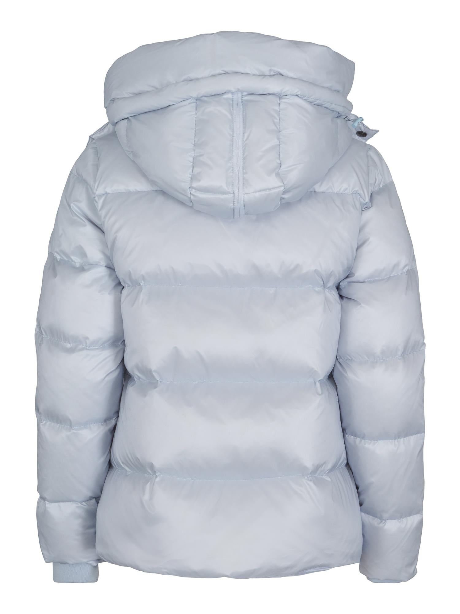 Short hooded puffer jacket Light Blue