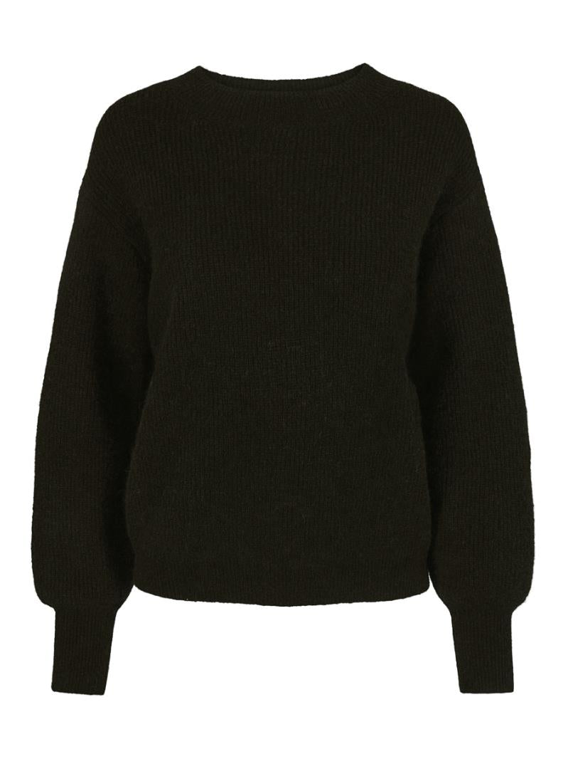 Mohair sleeve pullover Black