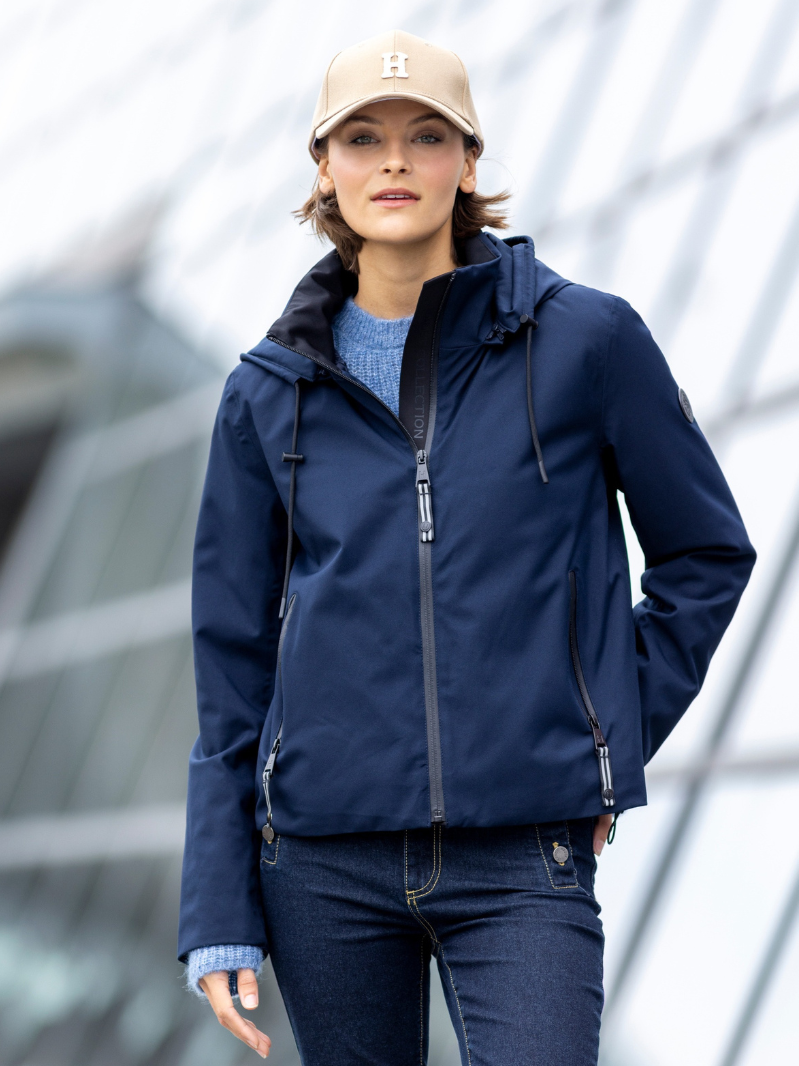 Down short weather jacket Marineblå