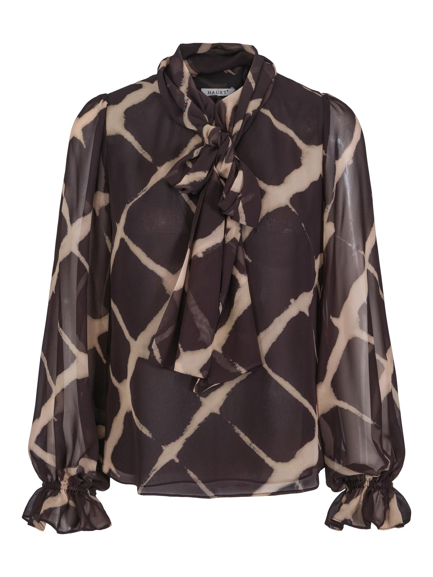 Chiffon bow blouse Sort