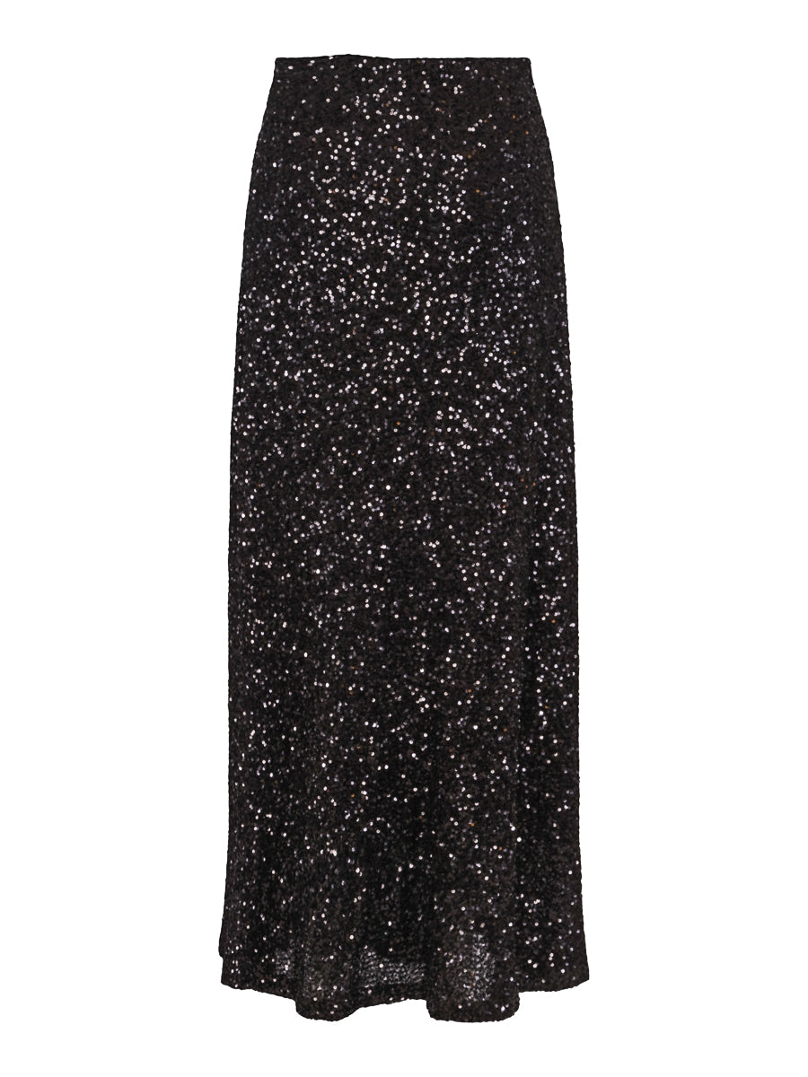 Long sequins skirt Black