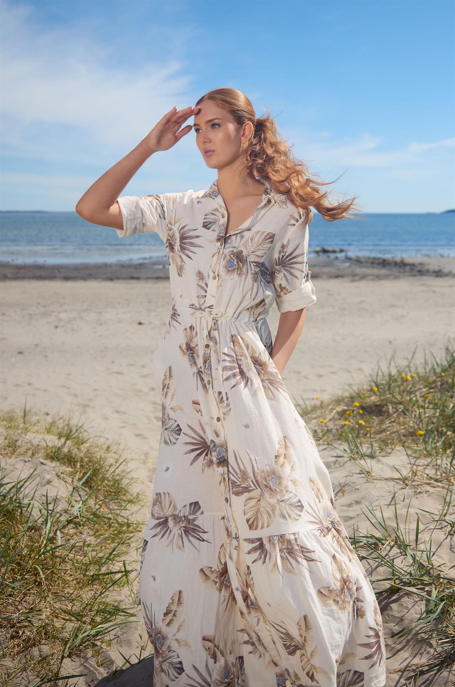 Long button dress Blomstrete