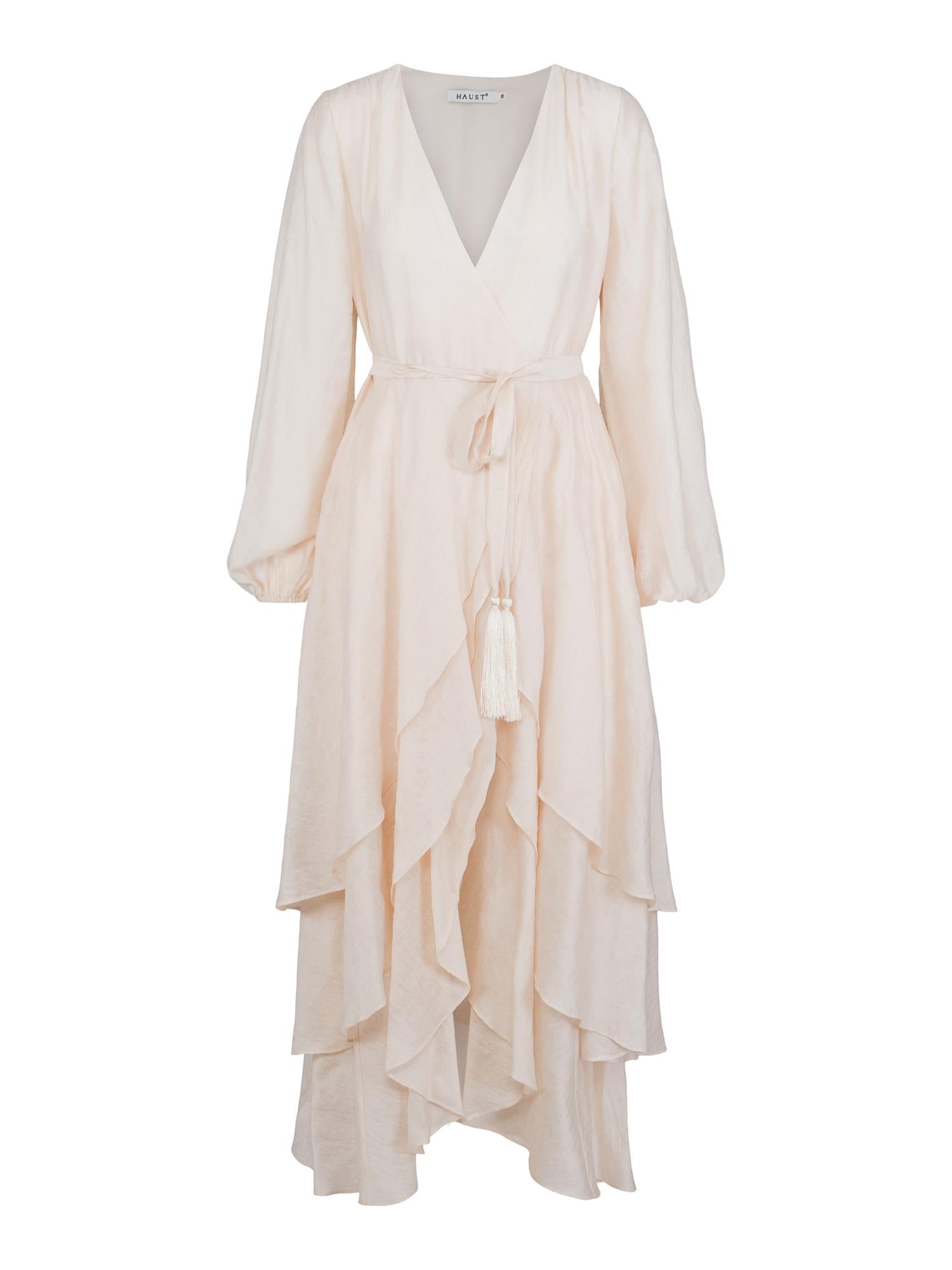 Jacquard long wrap-dress Lys sand