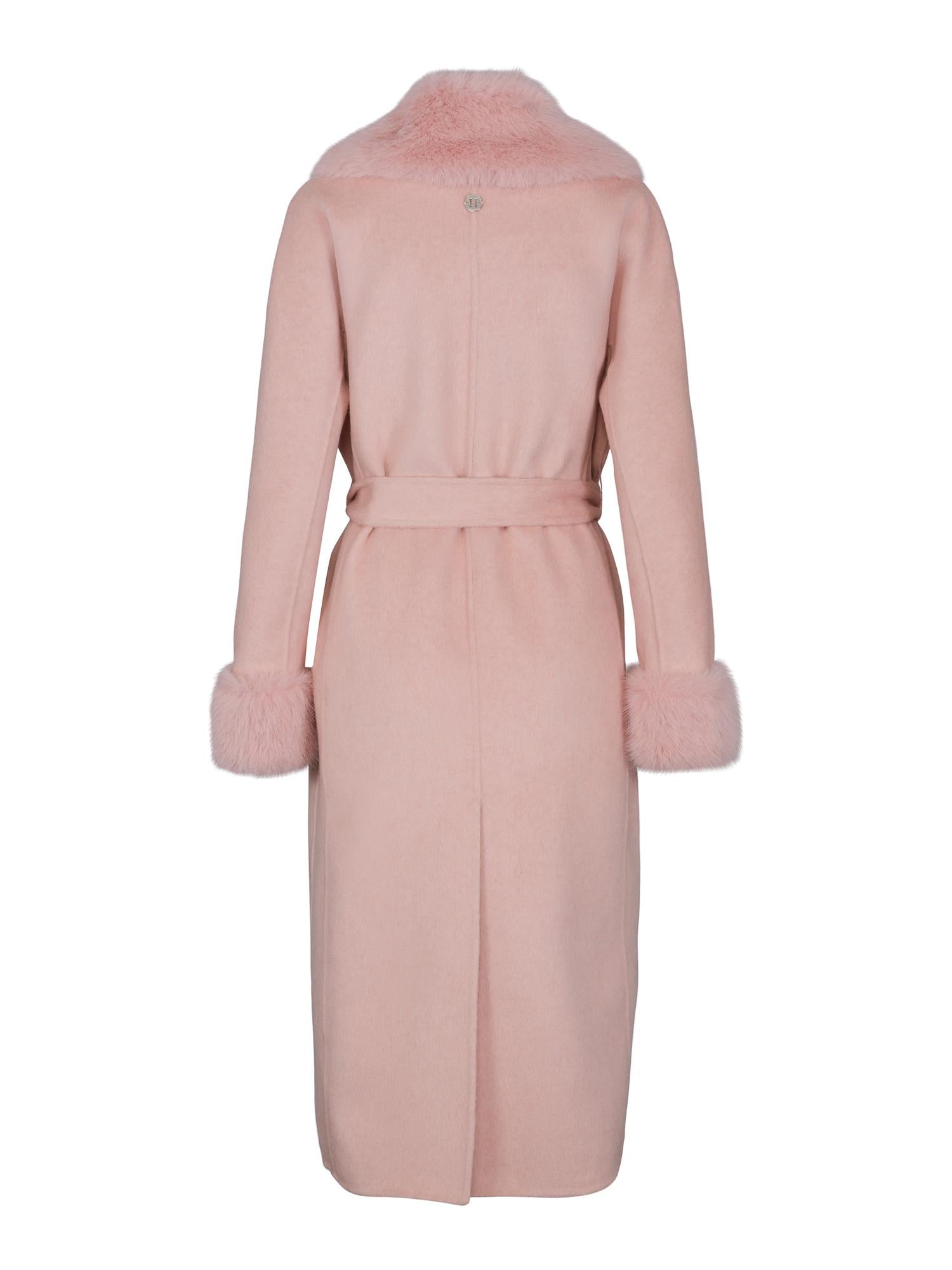 Fab wool coat w/faux fur Rose