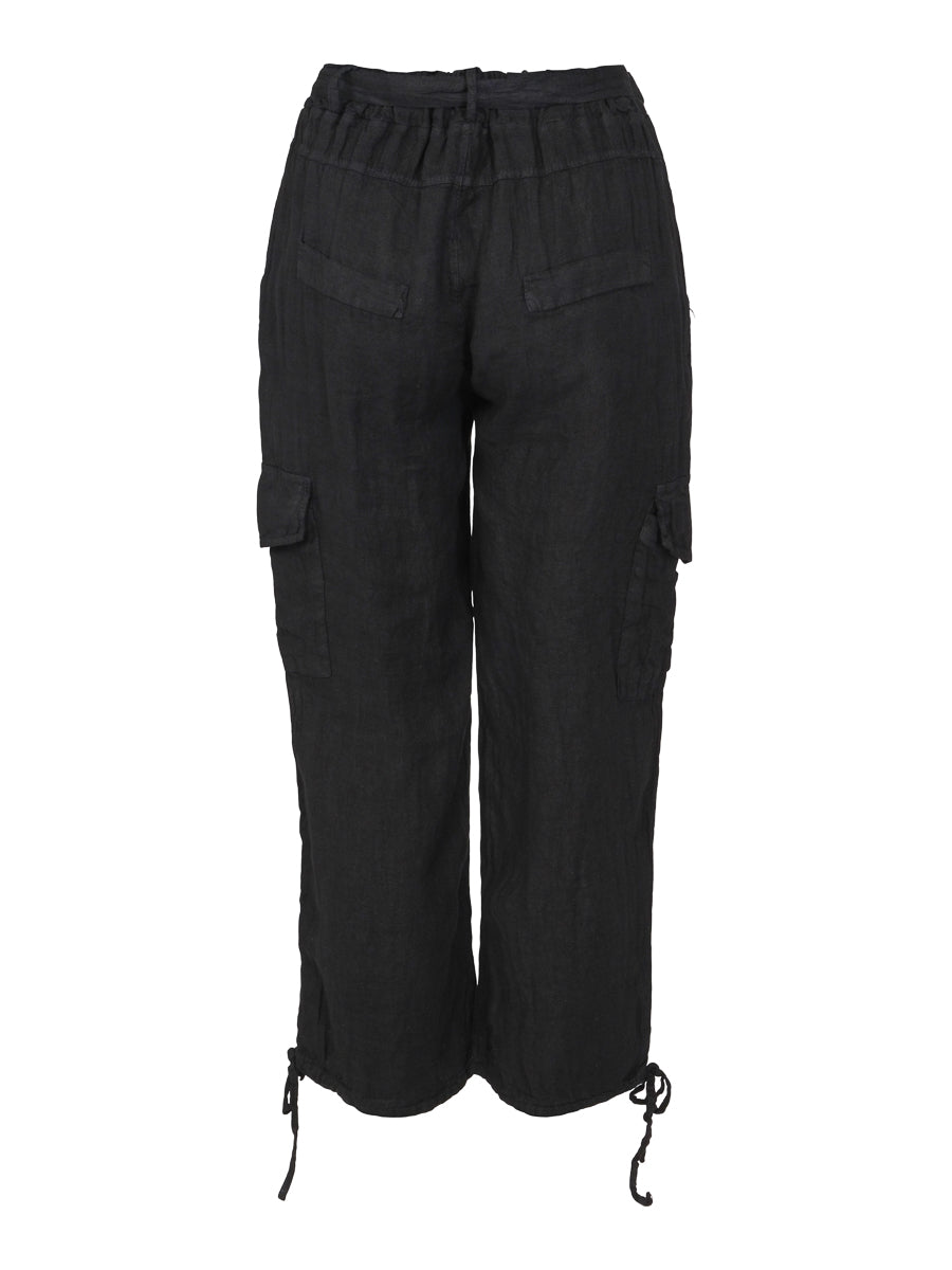 Cargo linen trouser Black