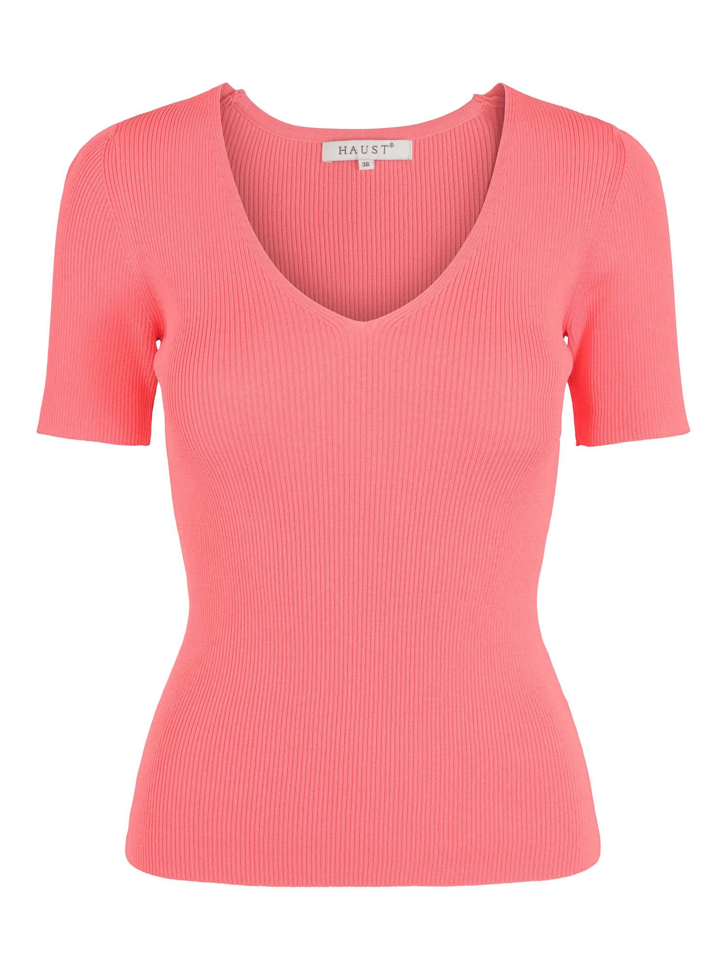 Ribbed short sleeve top Korall