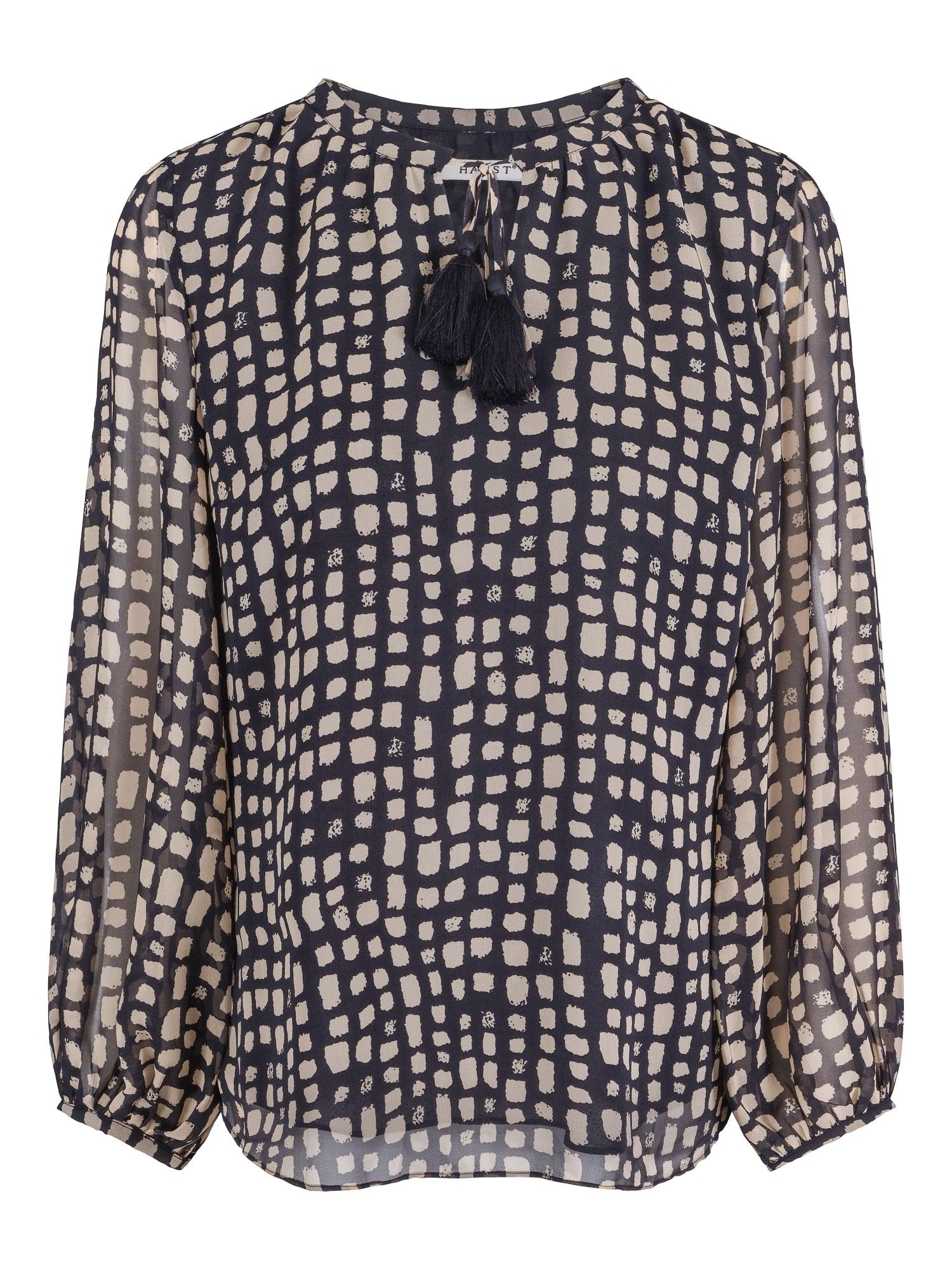 Detailed chiffon blouse Marineblå