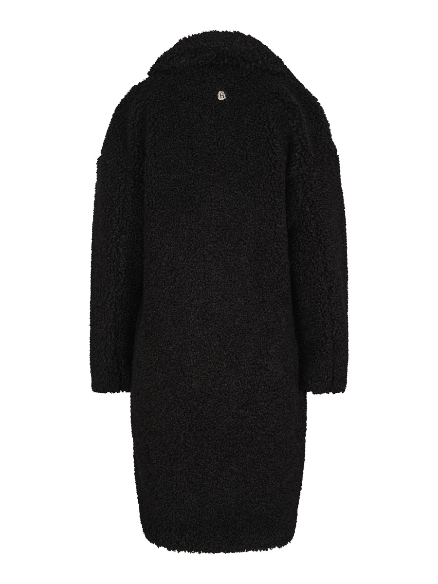 Long faux fur coat Sort