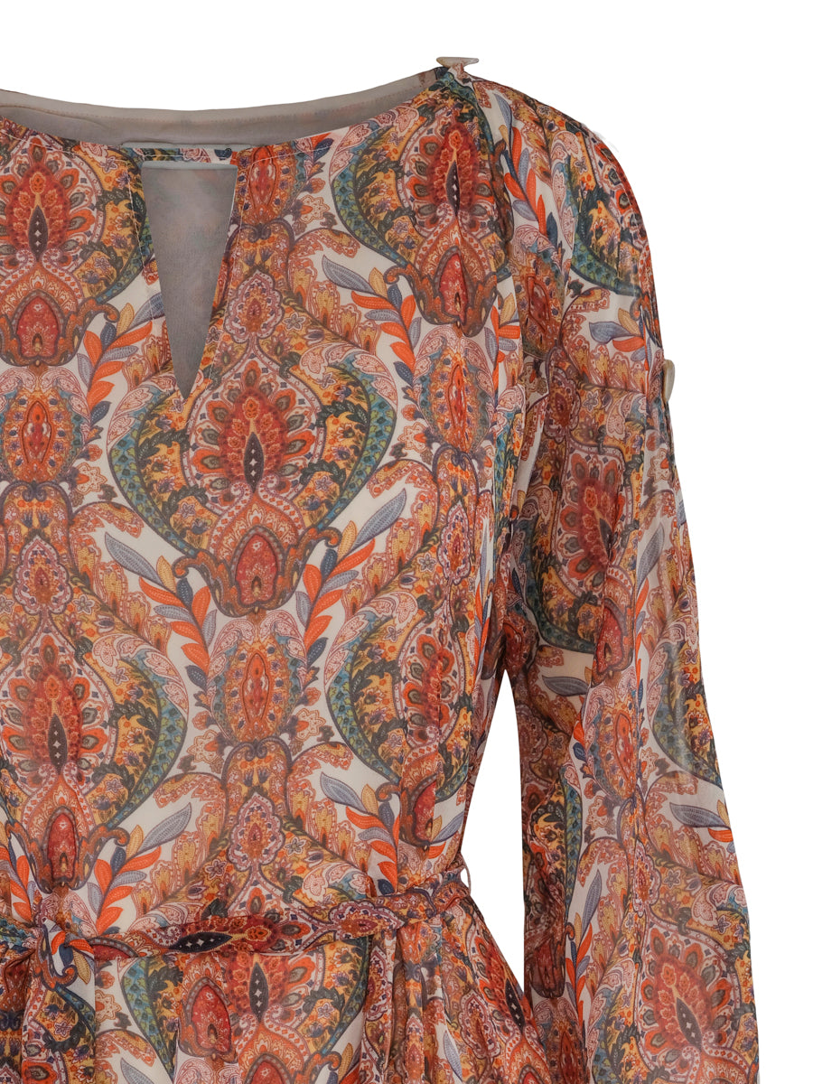 Chiffon detailed dress Paisley
