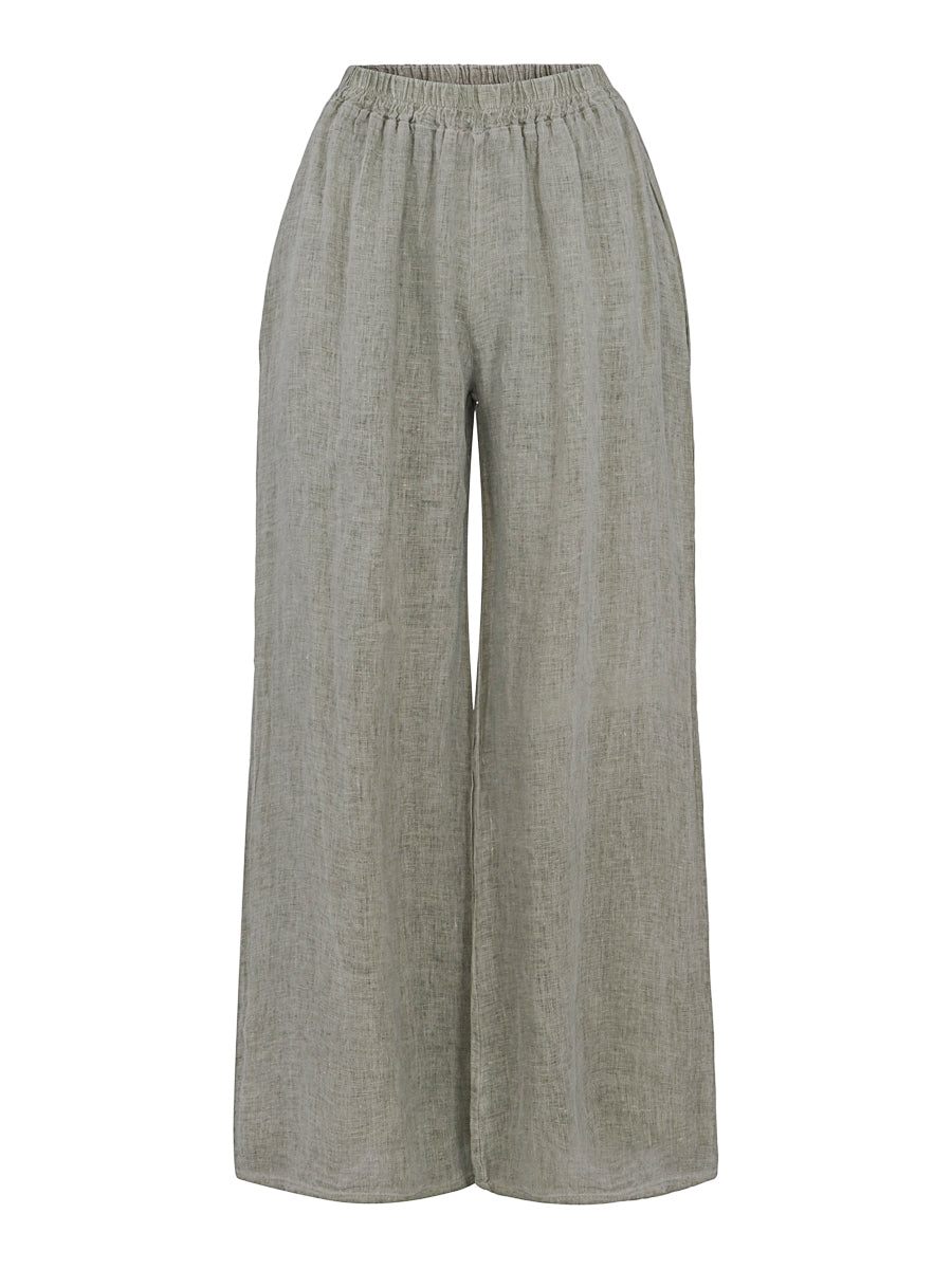 Wide linen trouser Green