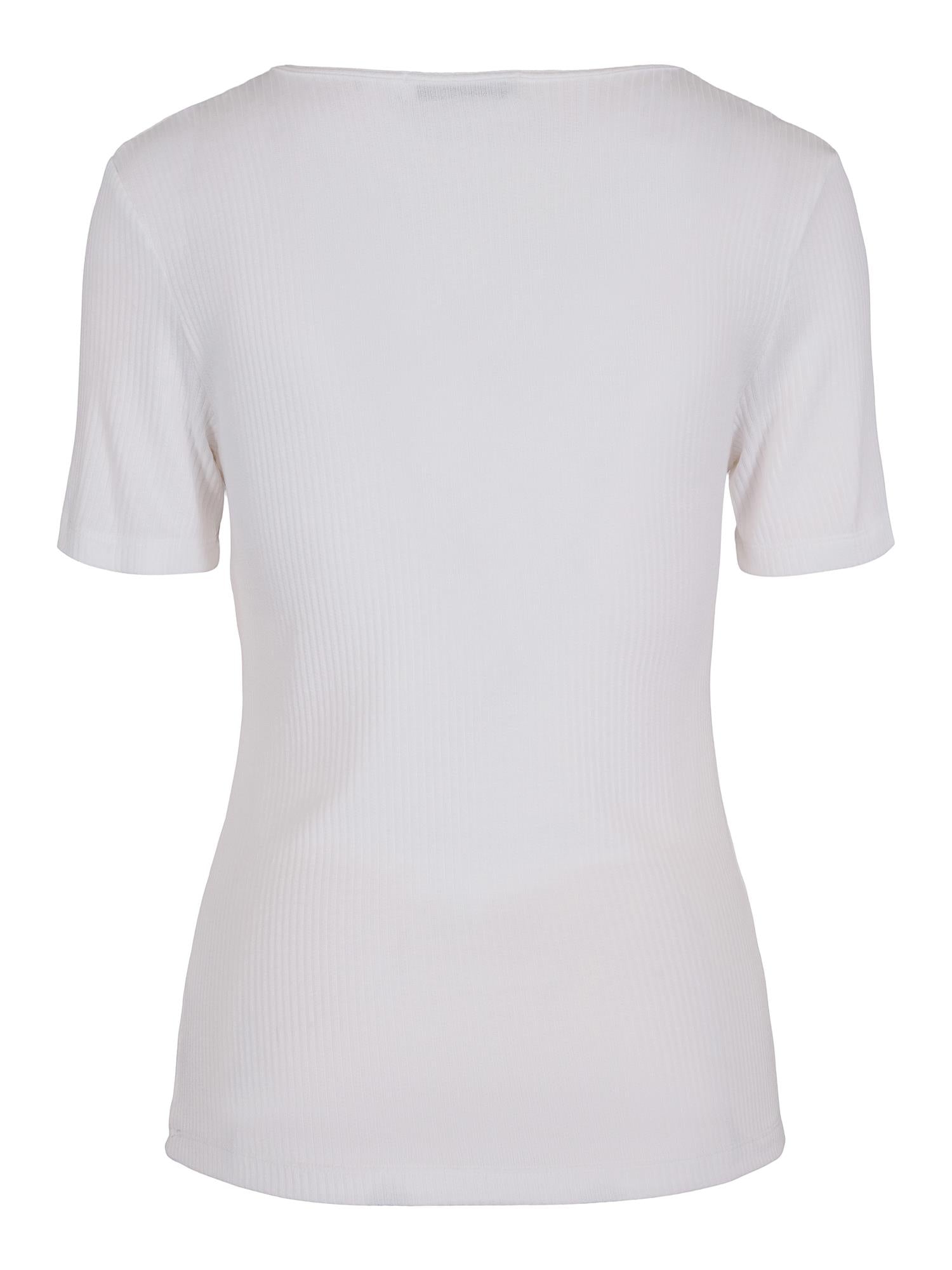Rib button top Hvit