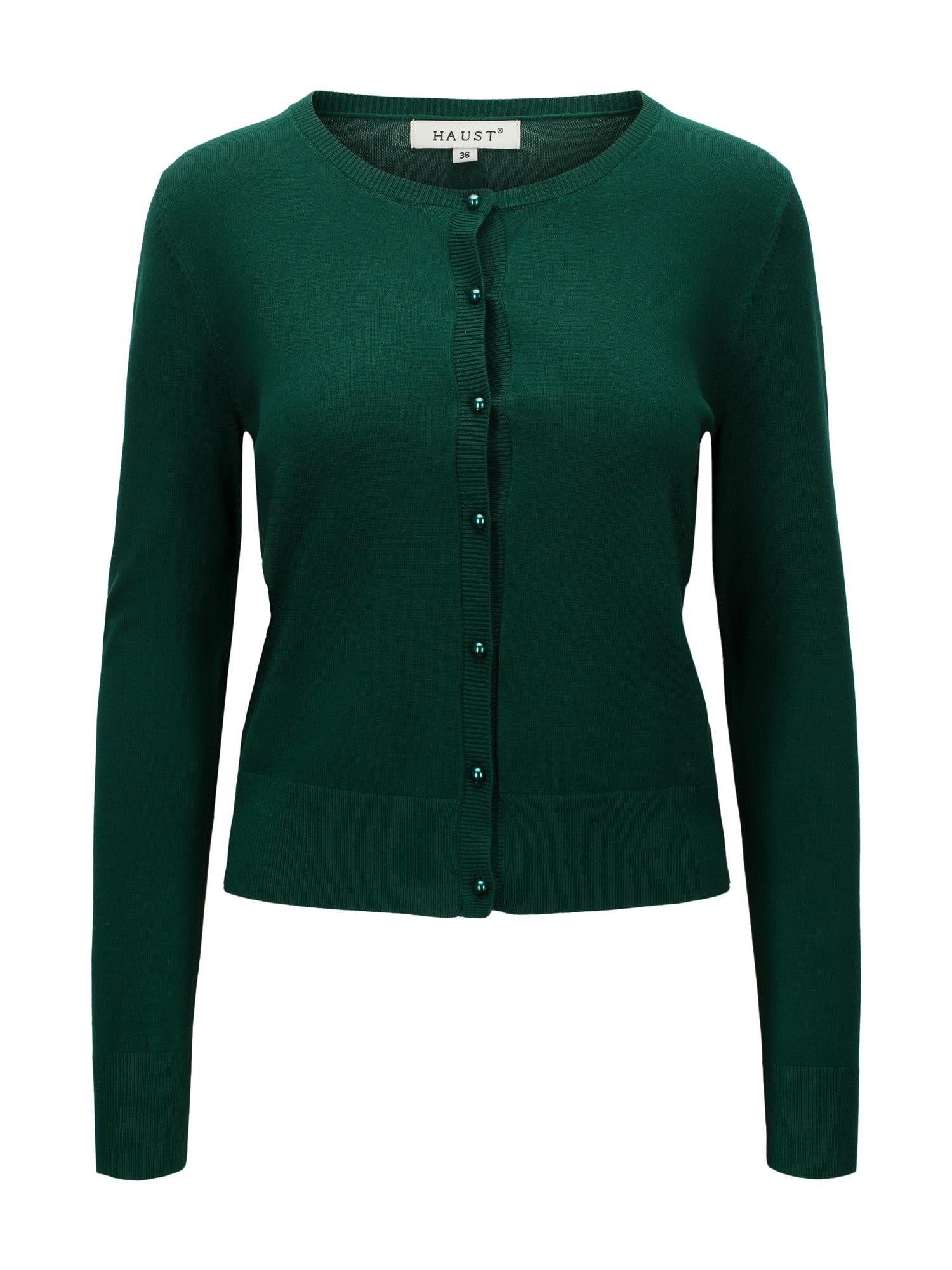 Knitted Short Cardigan Dark Green