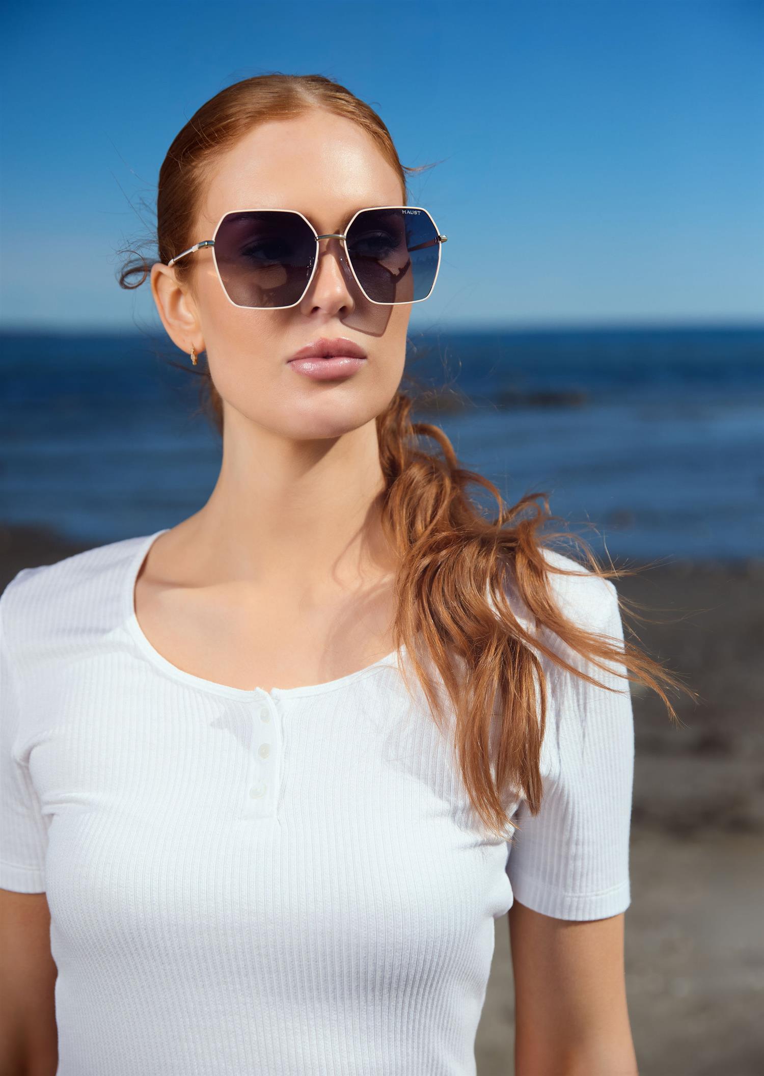 Rib button top Hvit