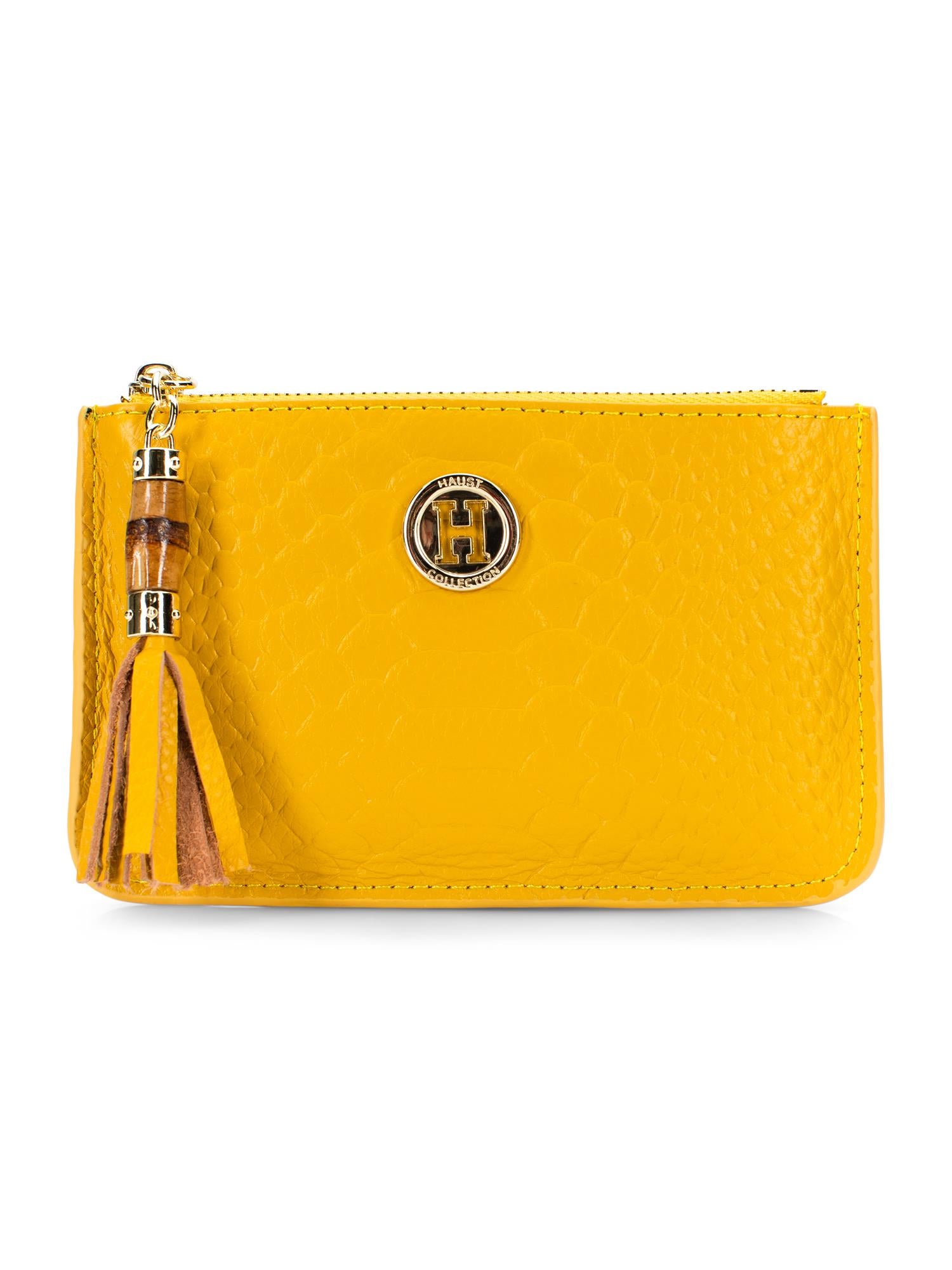 Leather pouch small Snake Ocre