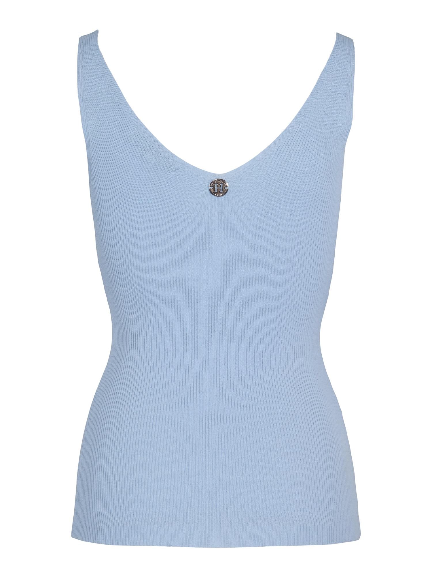 Rib knitted singlet Lyseblå