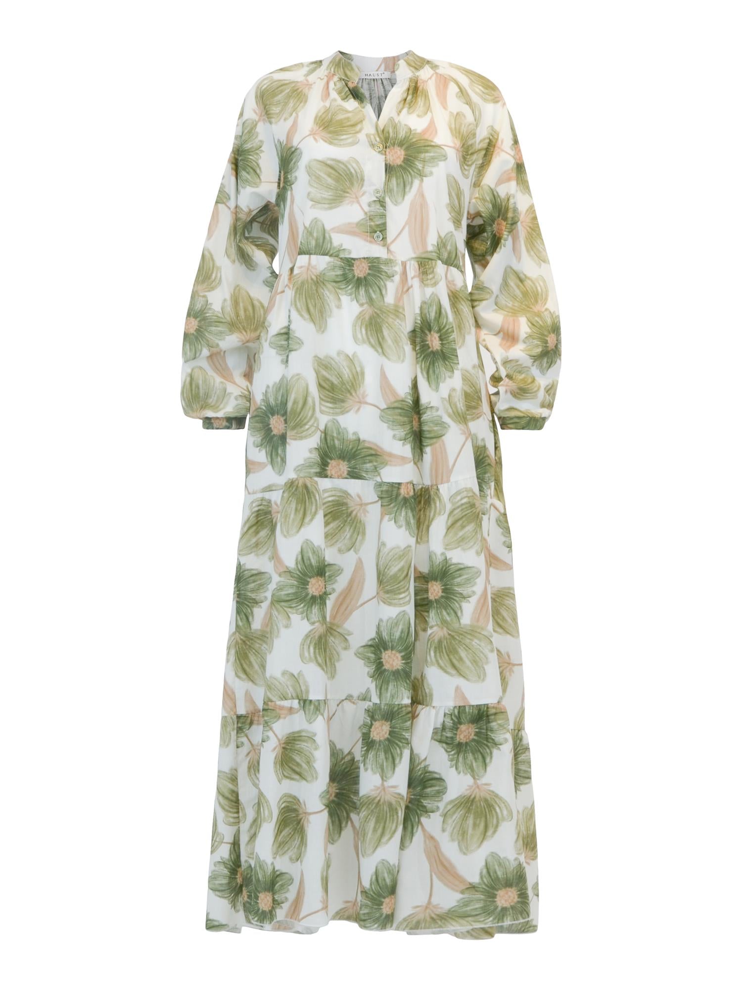 Loose cotton dress Olivengrønn