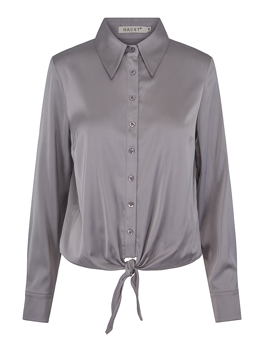 Satin tie shirt Grey