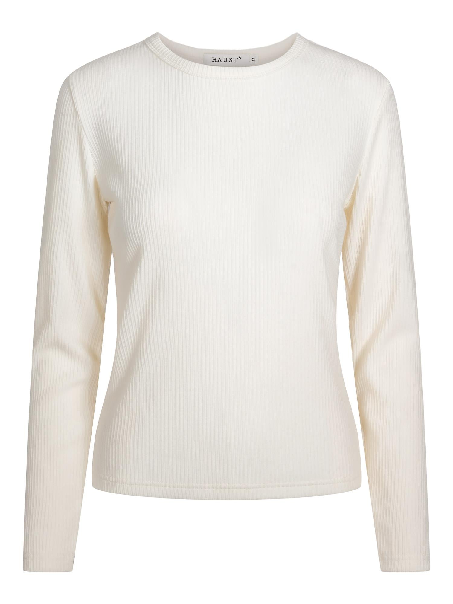 Rib round neck top Creme