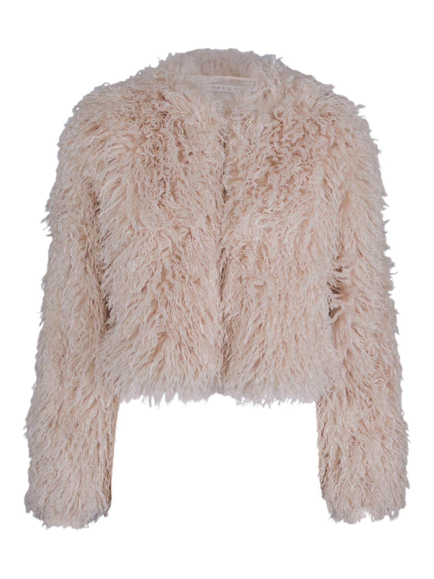 Faux fur fashion jacket lys-beige