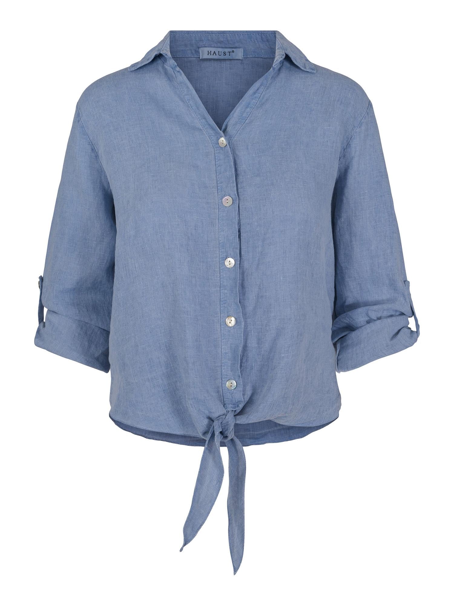 Tie linen shirt Jeans blue