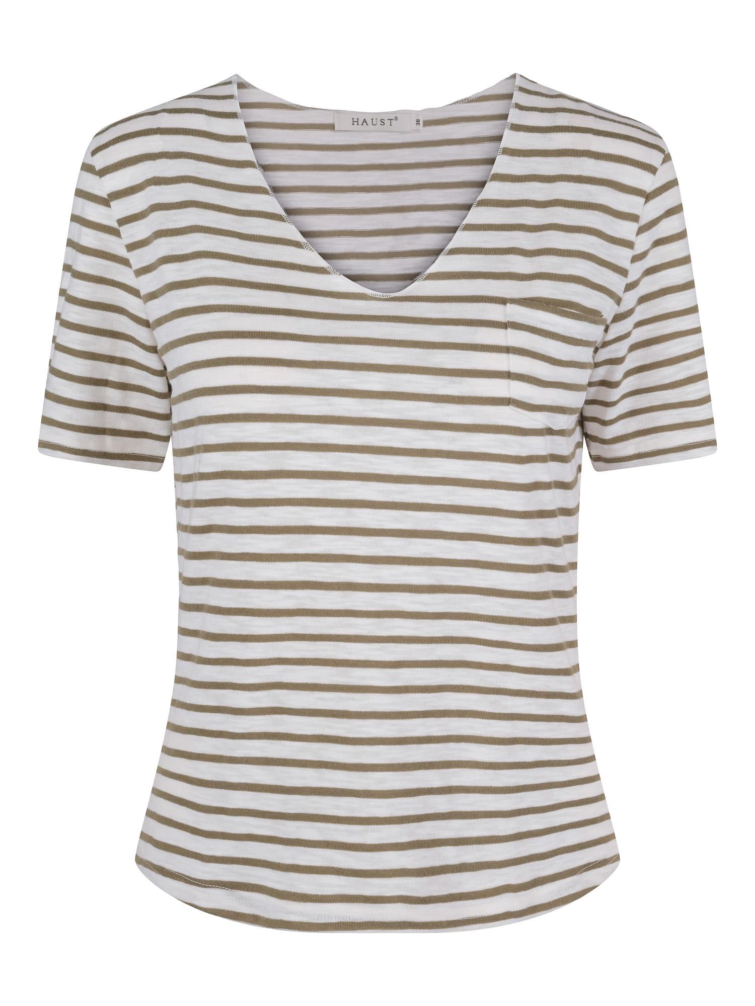 Linen V-neck top Olivengrønn