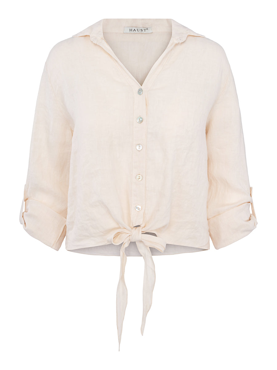 Tie linen shirt Light Sand