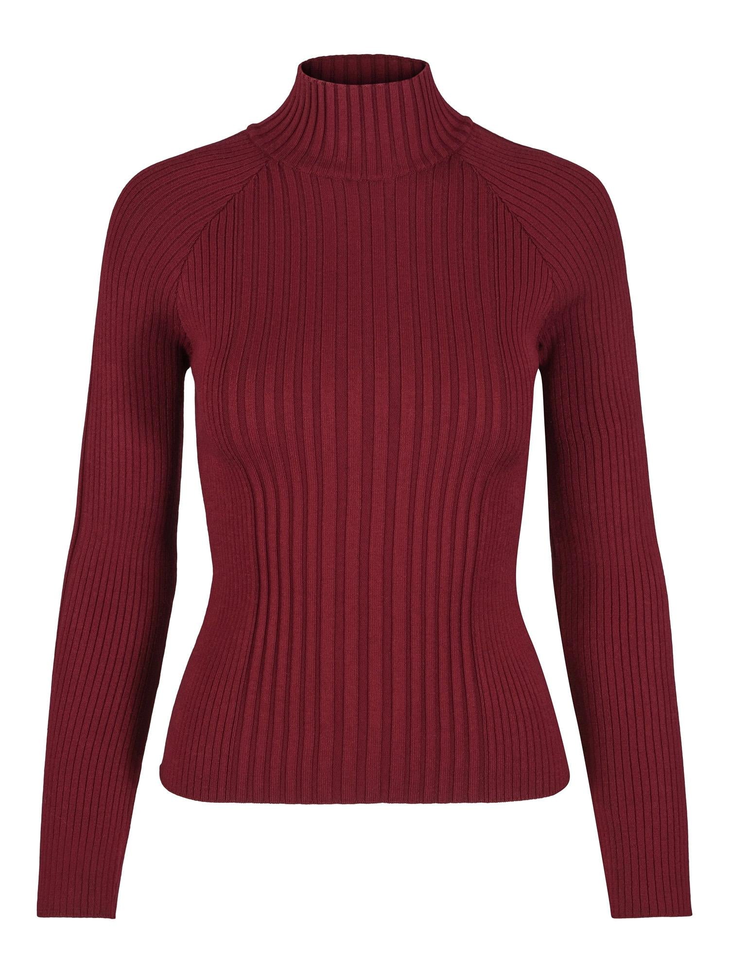 Rib round neck pullover Burgunder