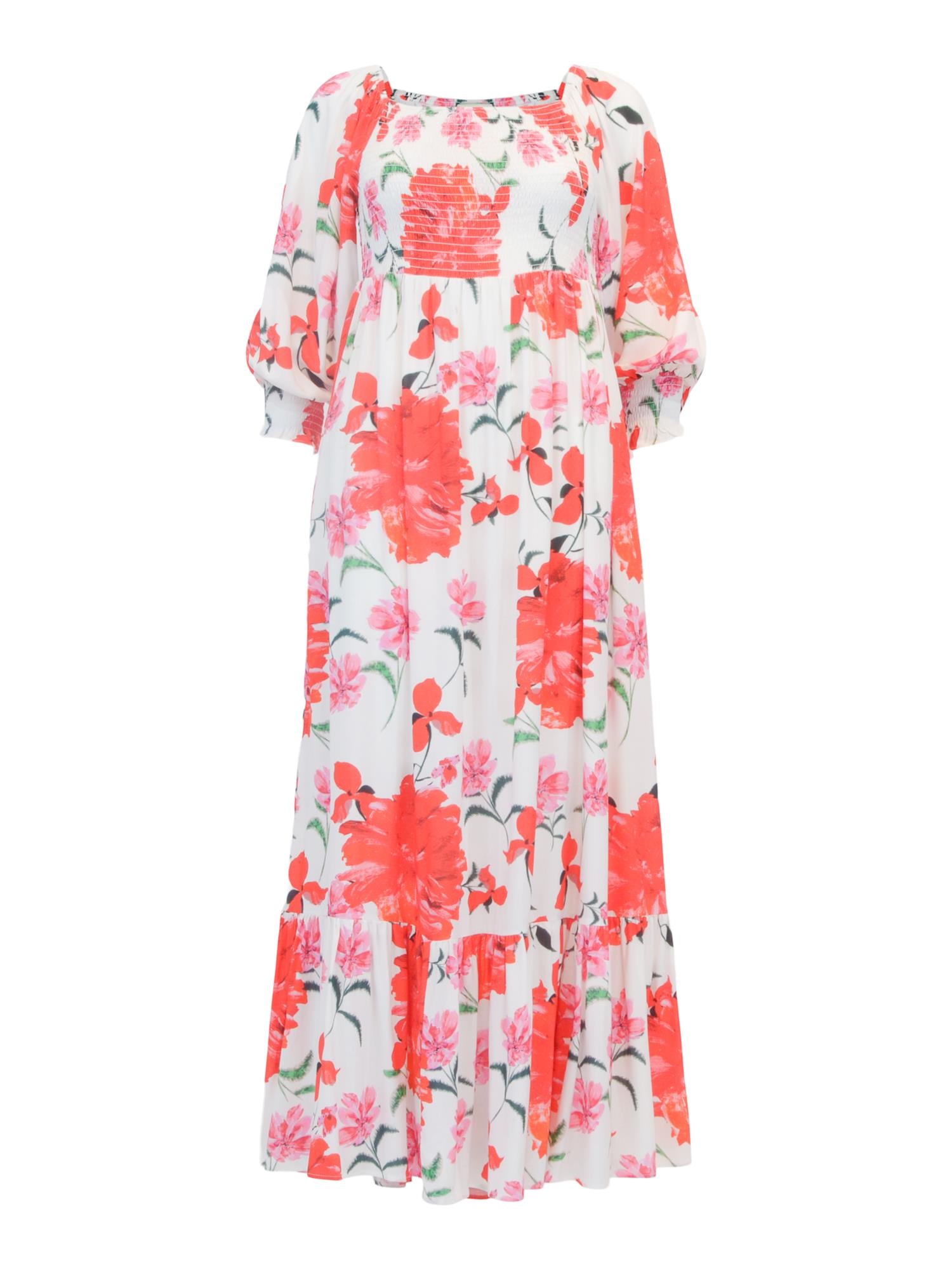 Viscose printed long dress Korall