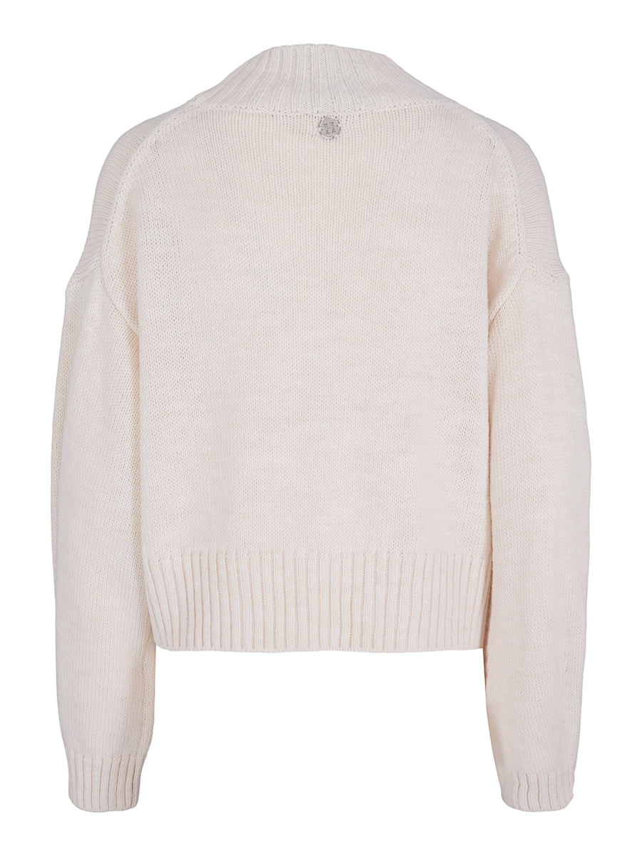 Short knitted pullover Ecry