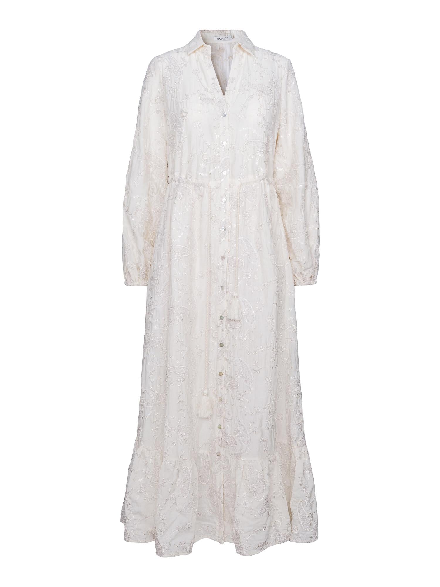 Embroidery seq dress Creme