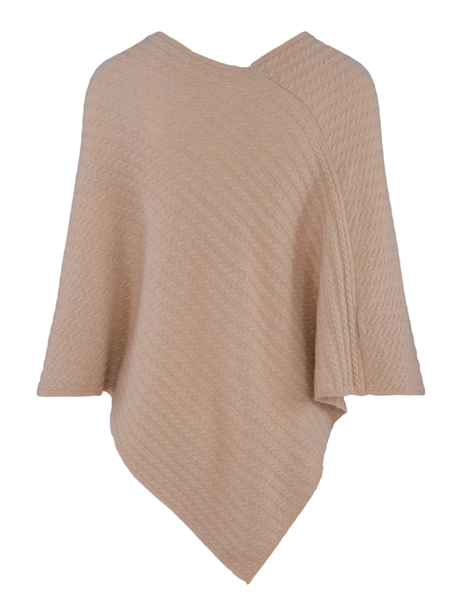 Cashmere cable poncho Lys sand