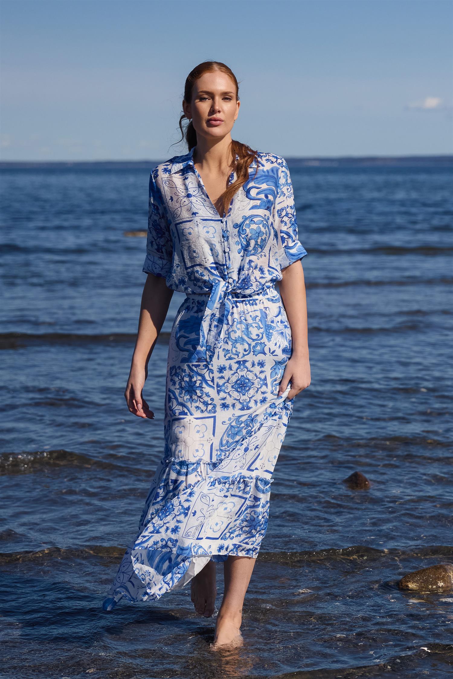 Long summer skirt Blå