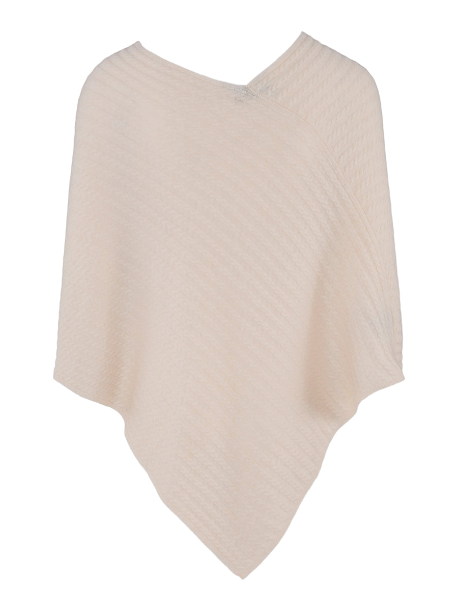 Cashmere cable poncho Krem