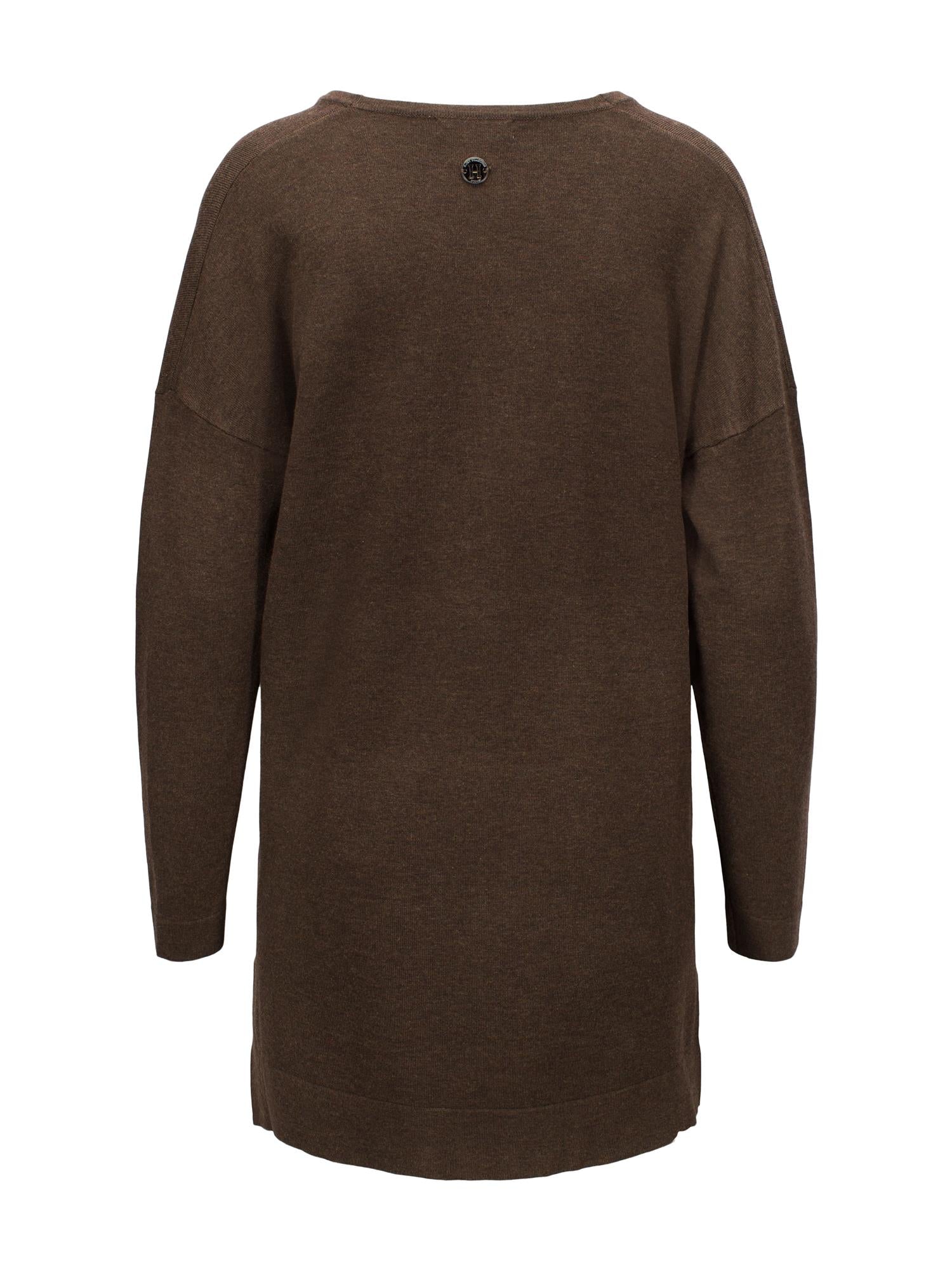 Knitted Long Cardigan Brown Mell