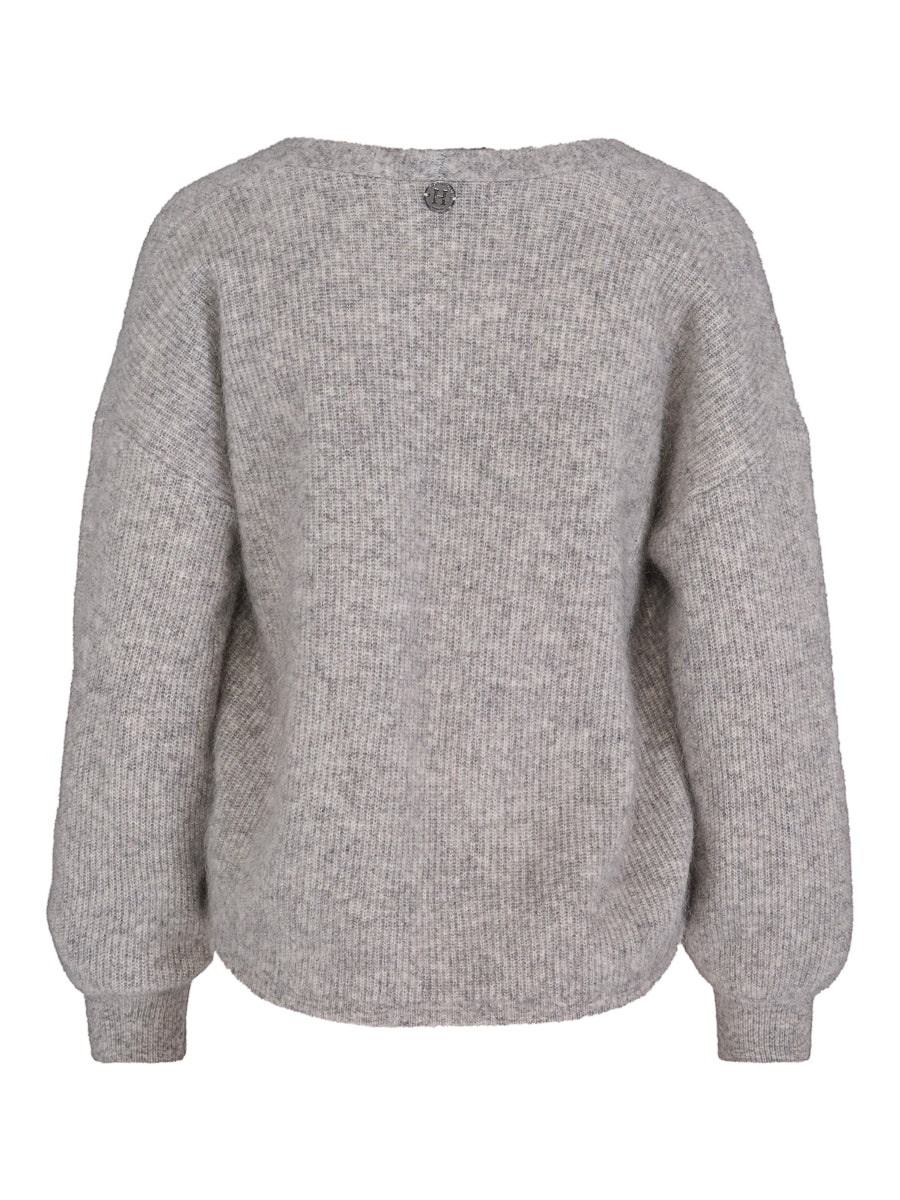 Mohair V-neck luxury cardigan Light Grey Mel