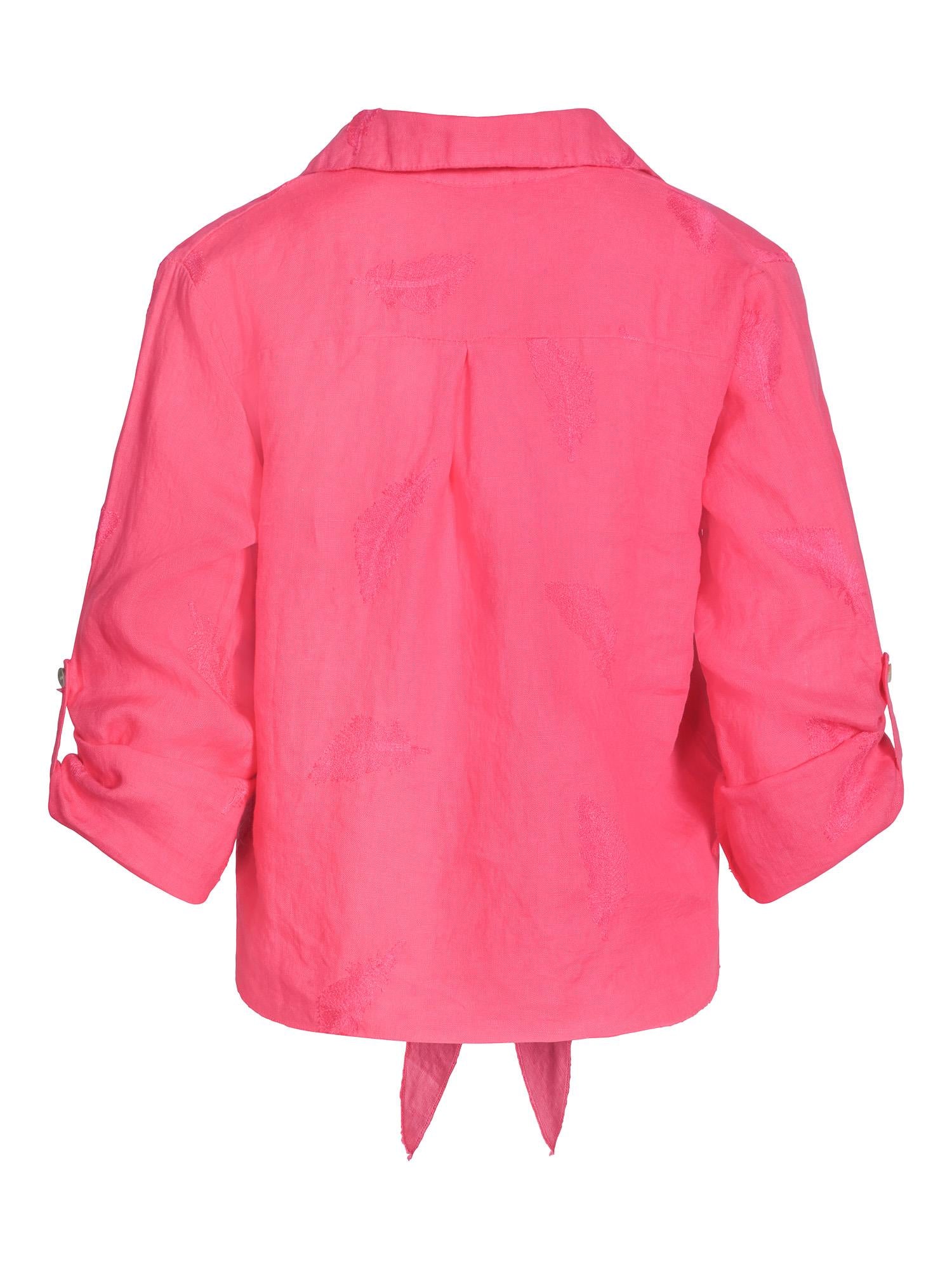 Tie feather embr shirt Rosa
