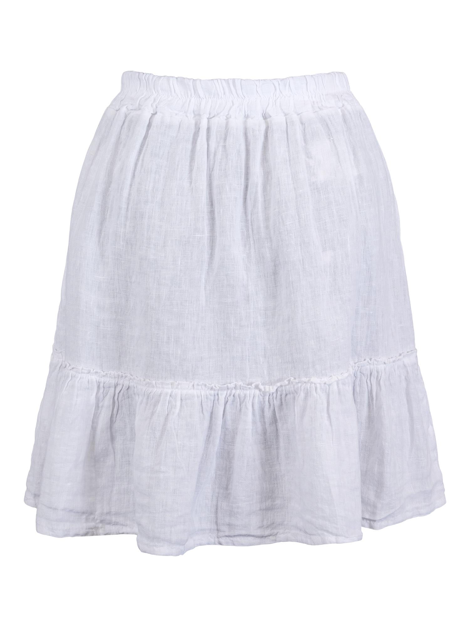 Short linen skirt Hvit