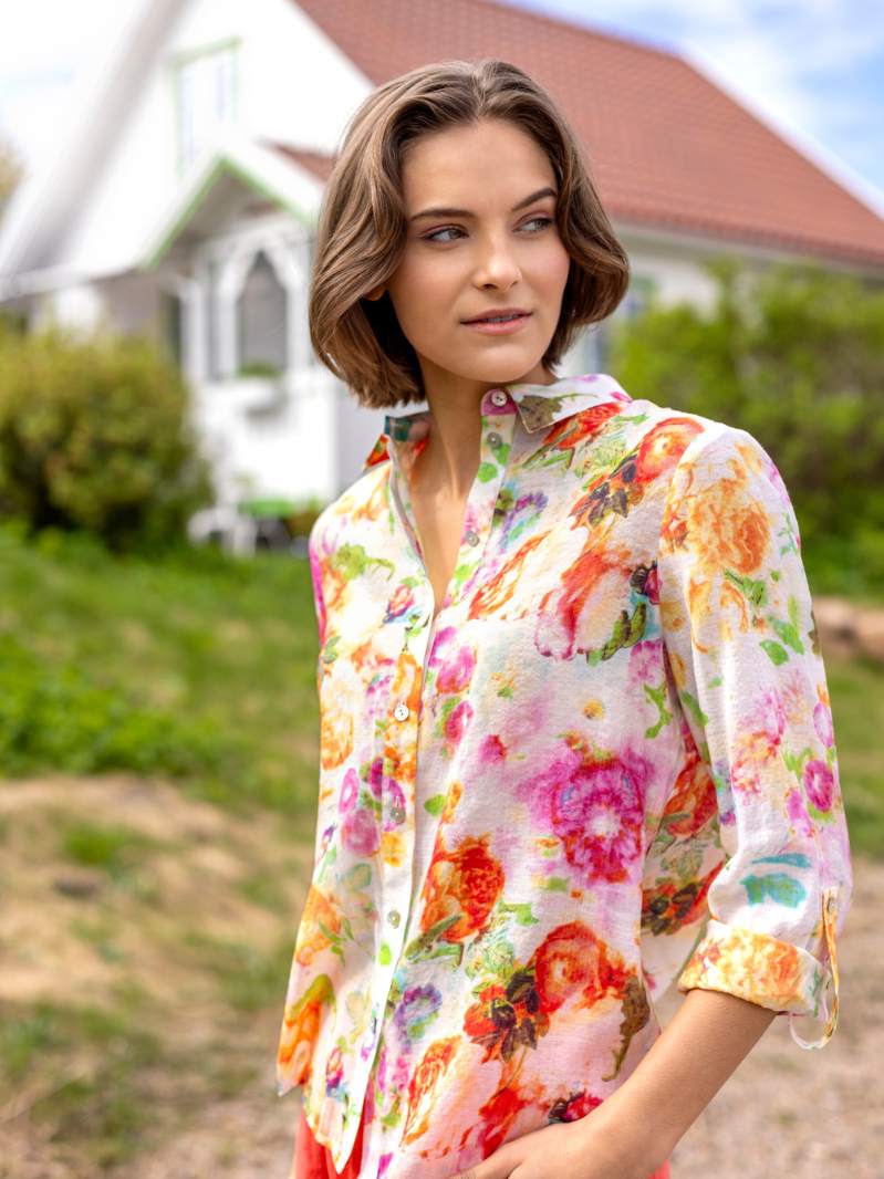Casual shirt Orange-Flower