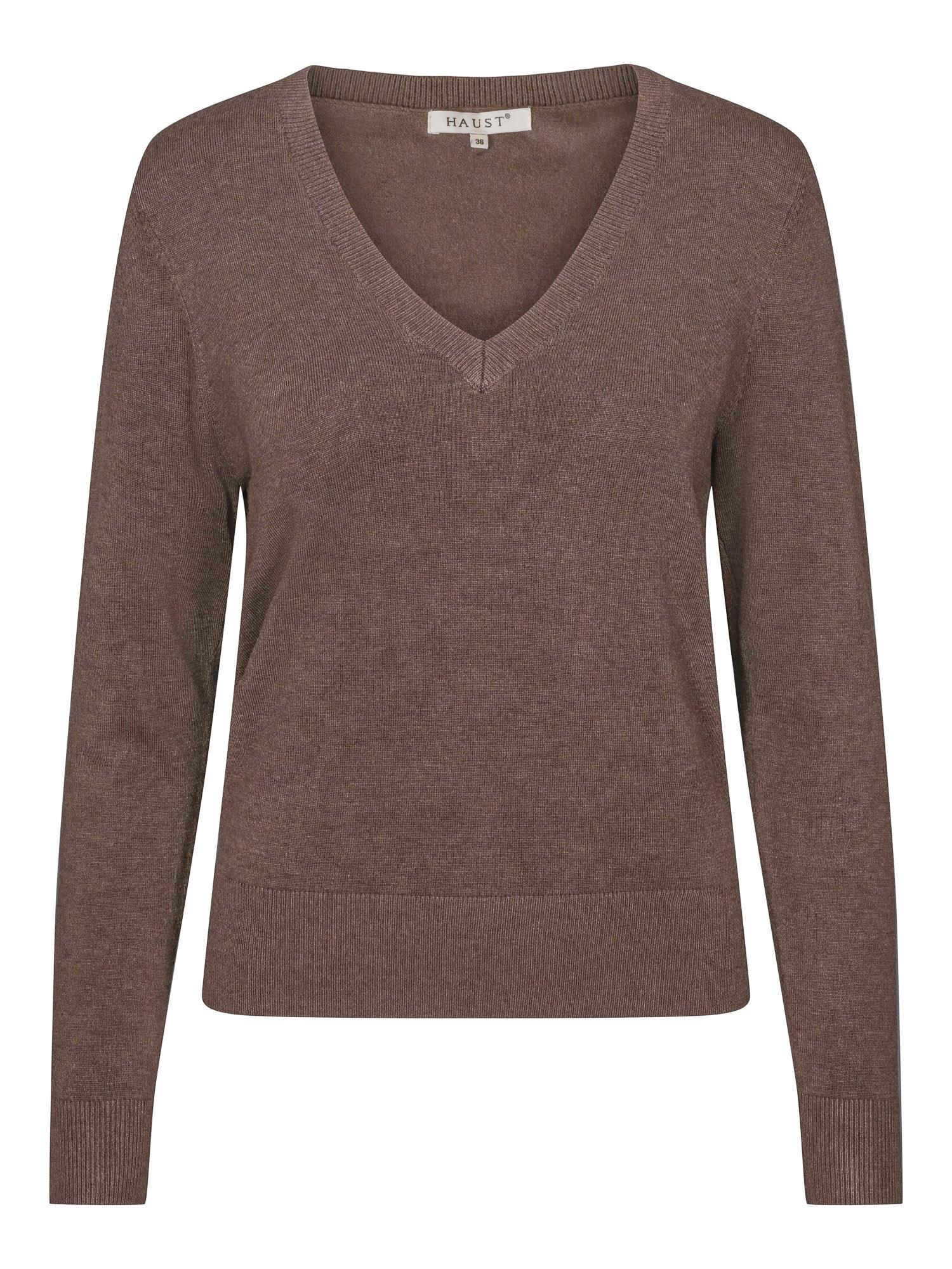 Knitted V-neck pullover Brown Mel.